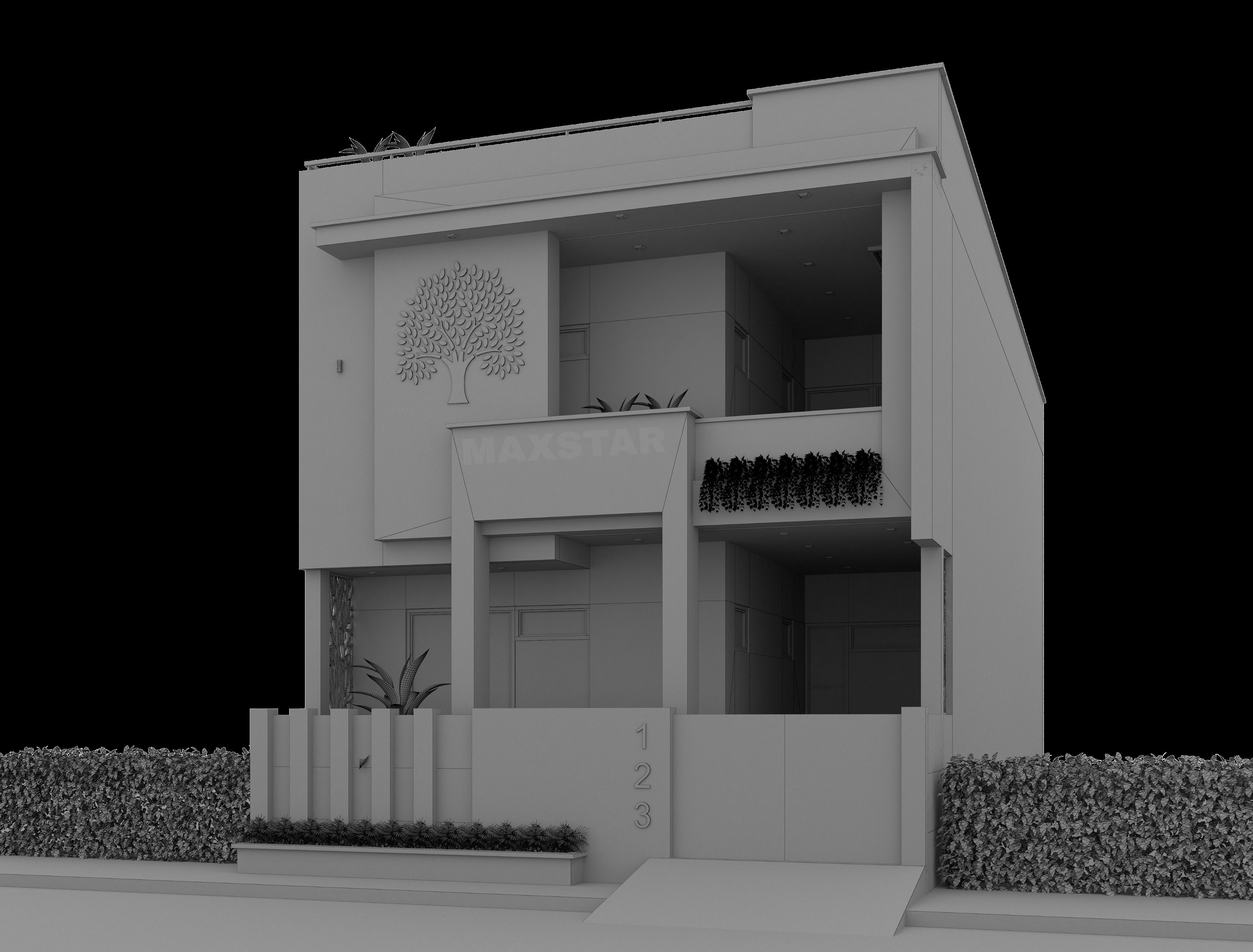 House elevation 3d view 3D model_2