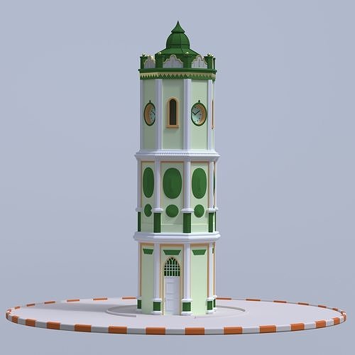 Clock tower Low-poly 3D model