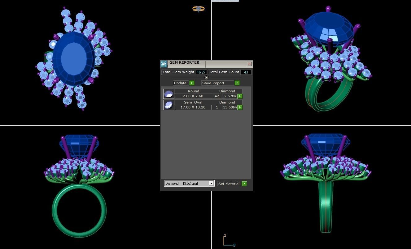 Women Ring Gem 3D model_1