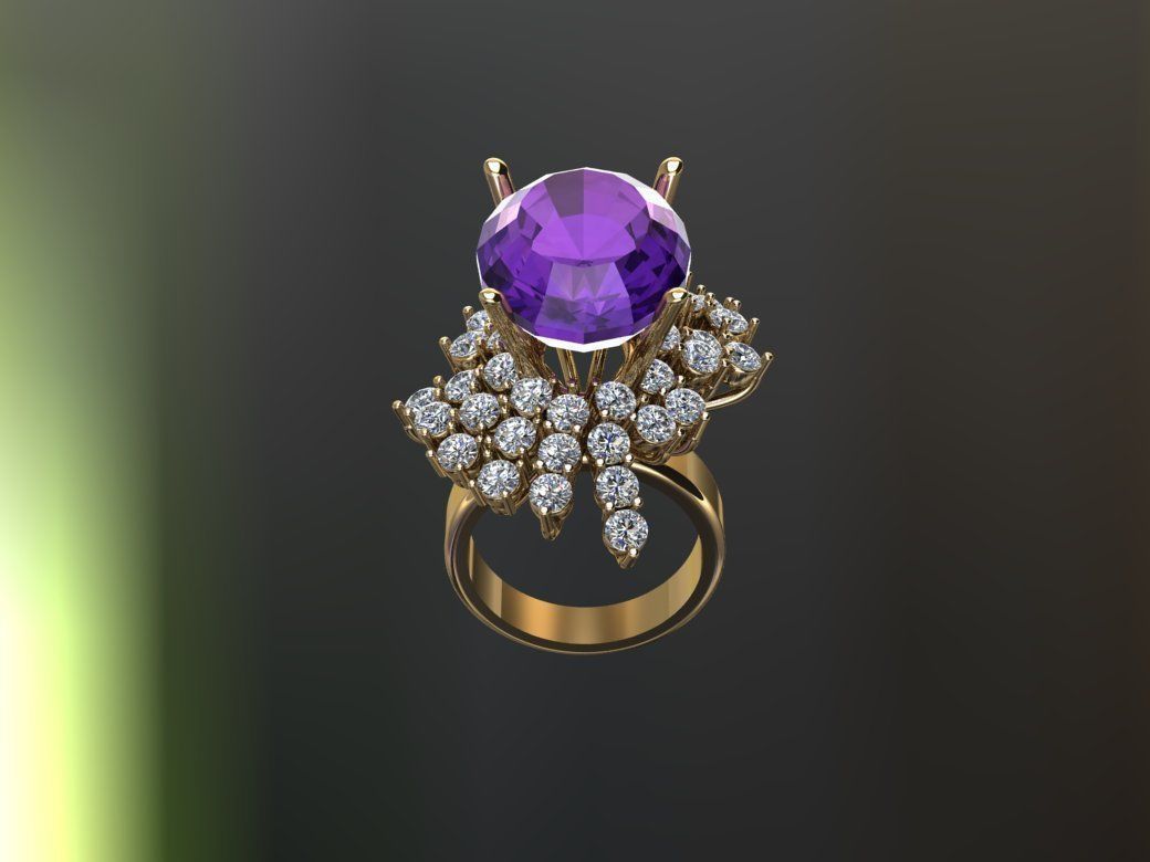 Women Ring Gem 3D model_3