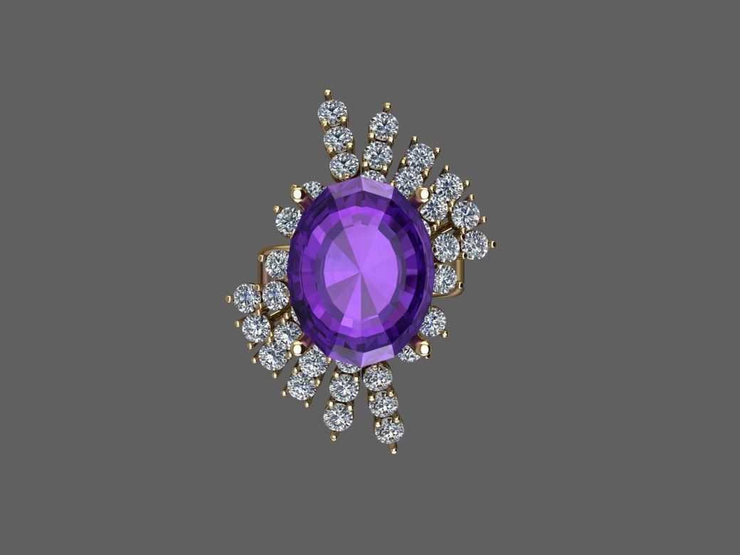 Women Ring Gem 3D model_4
