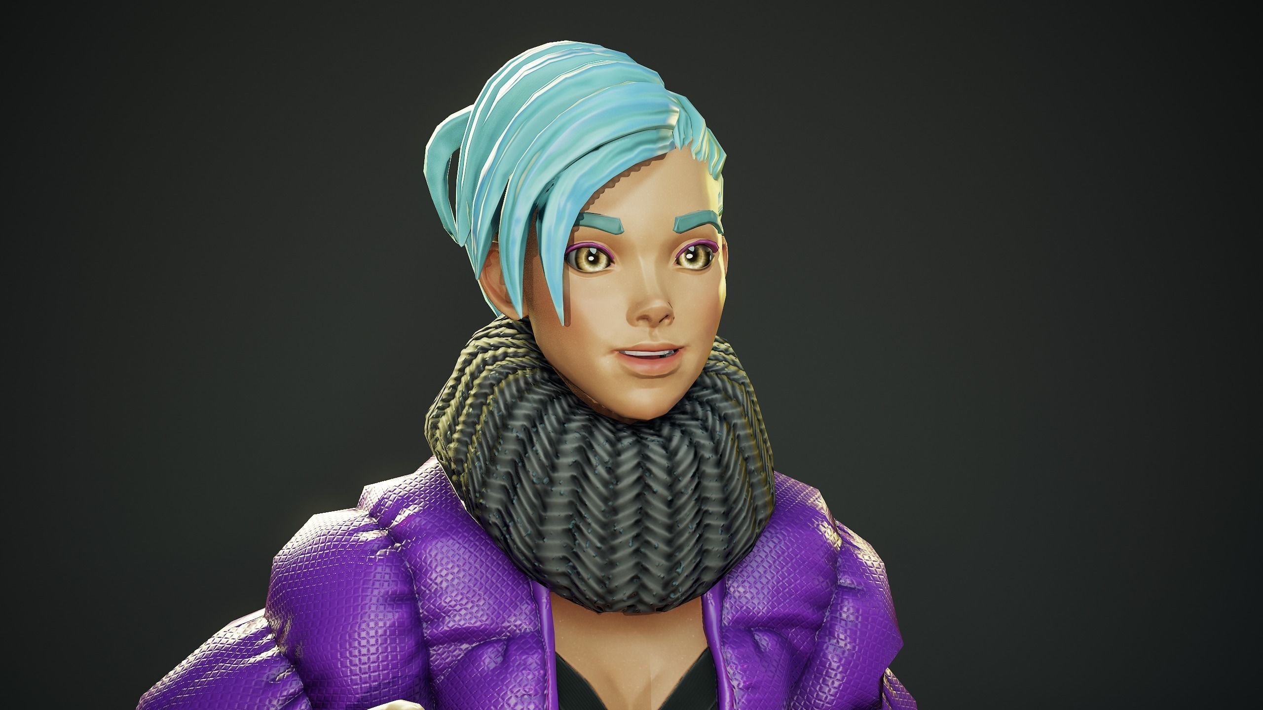 Jacket Girl - Game Ready Low-poly 3D model_4