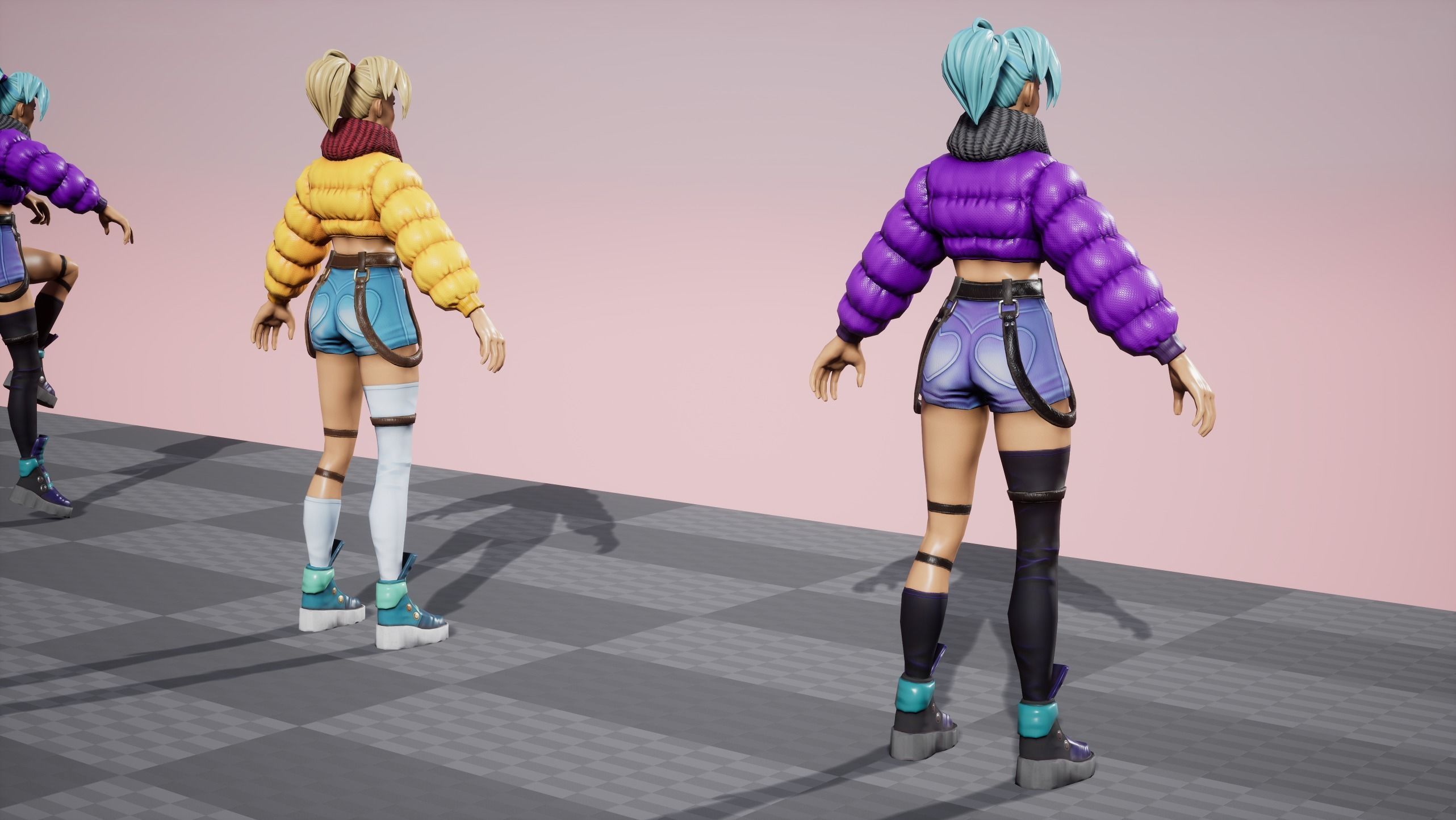 Jacket Girl - Game Ready Low-poly 3D model_9