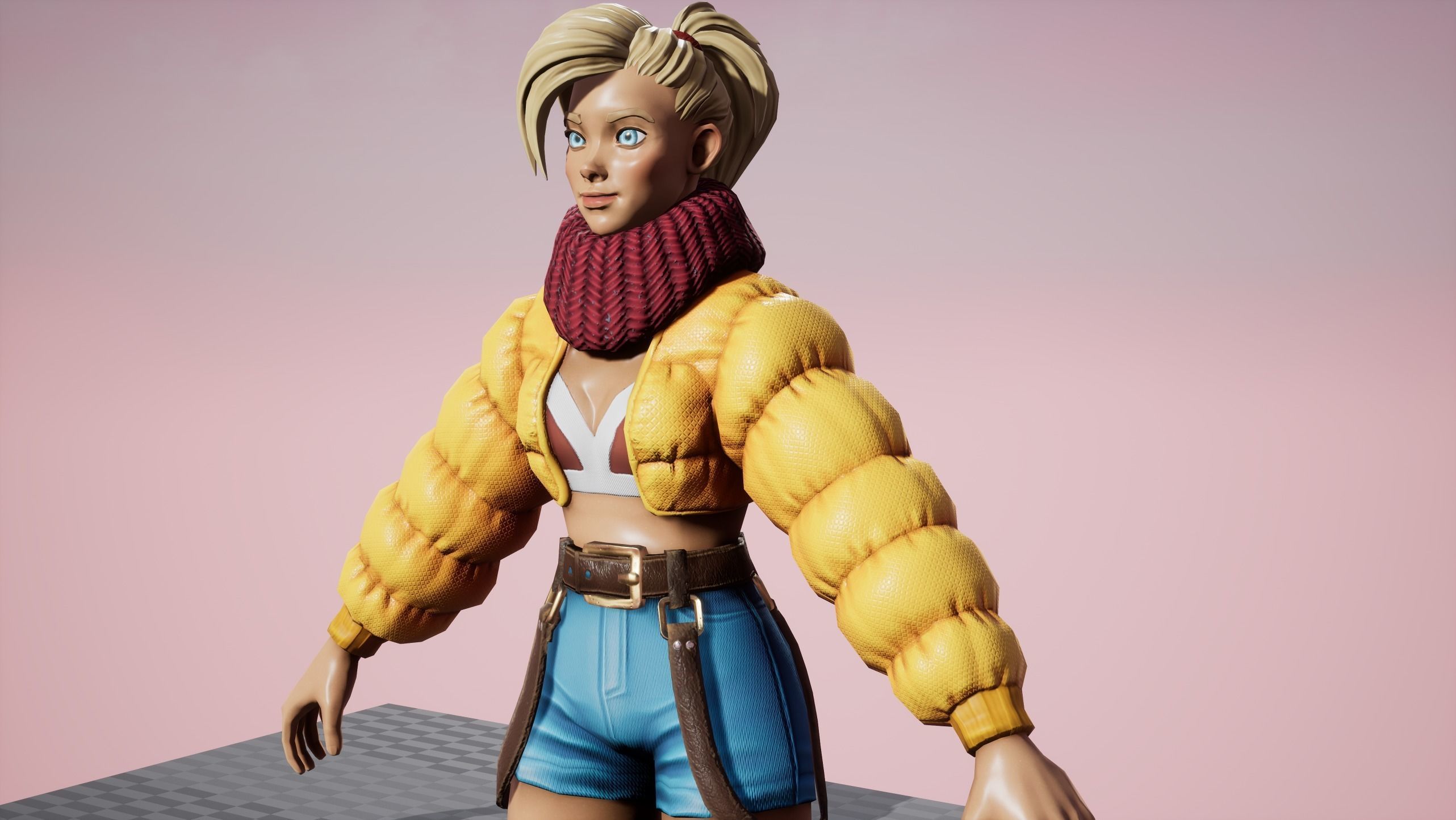 Jacket Girl - Game Ready Low-poly 3D model_11
