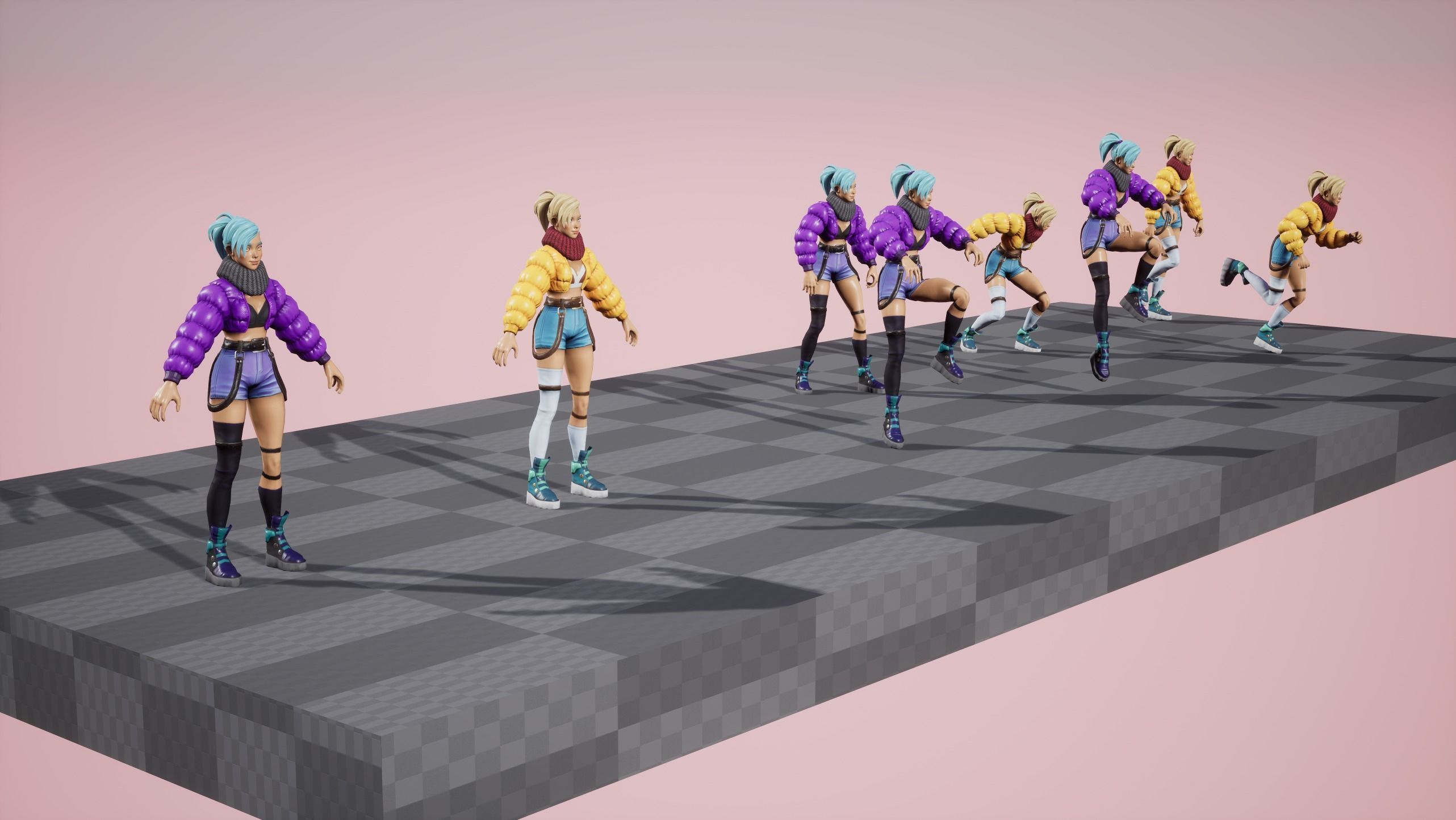 Jacket Girl - Game Ready Low-poly 3D model_7