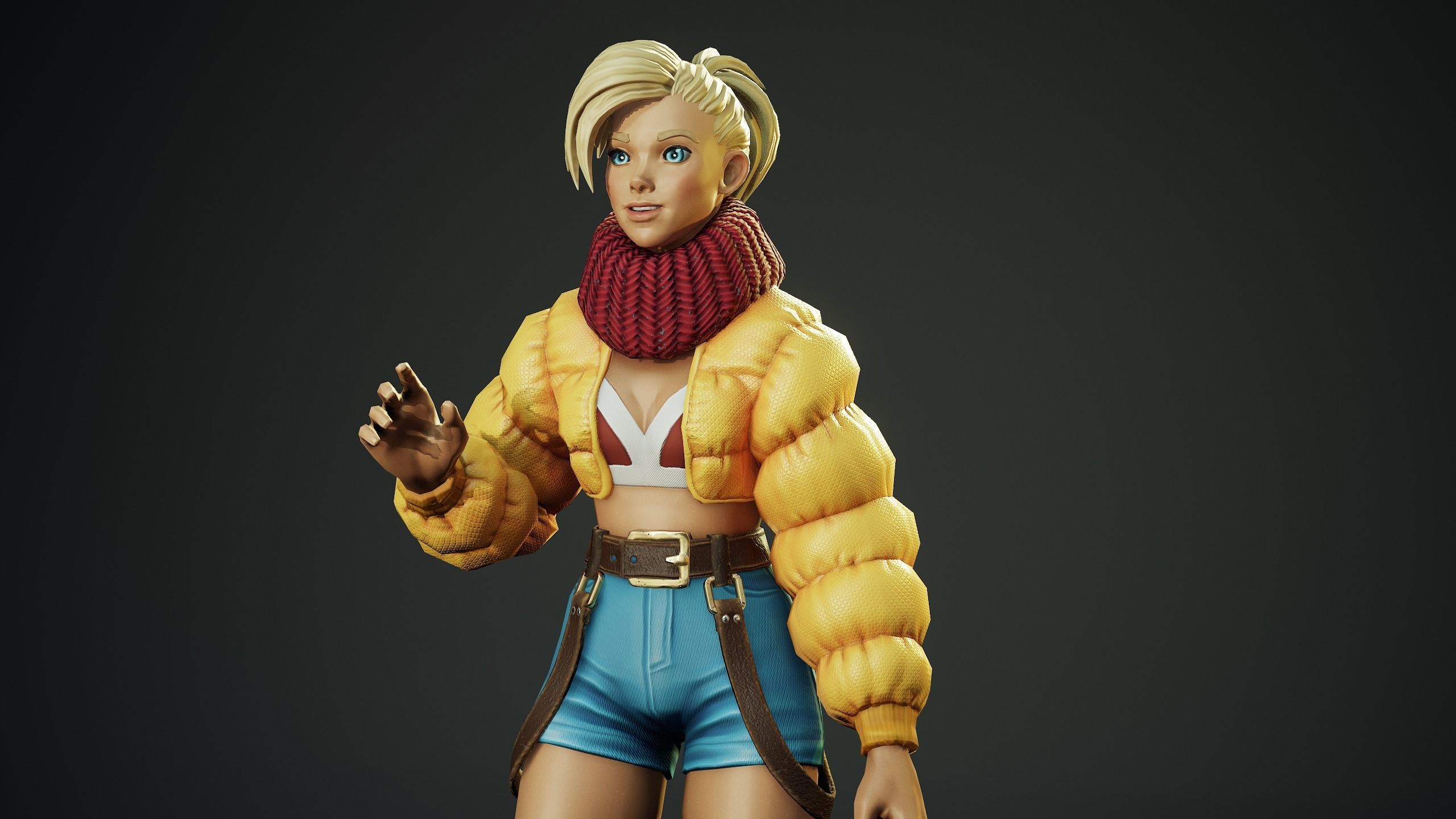 Jacket Girl - Game Ready Low-poly 3D model_3