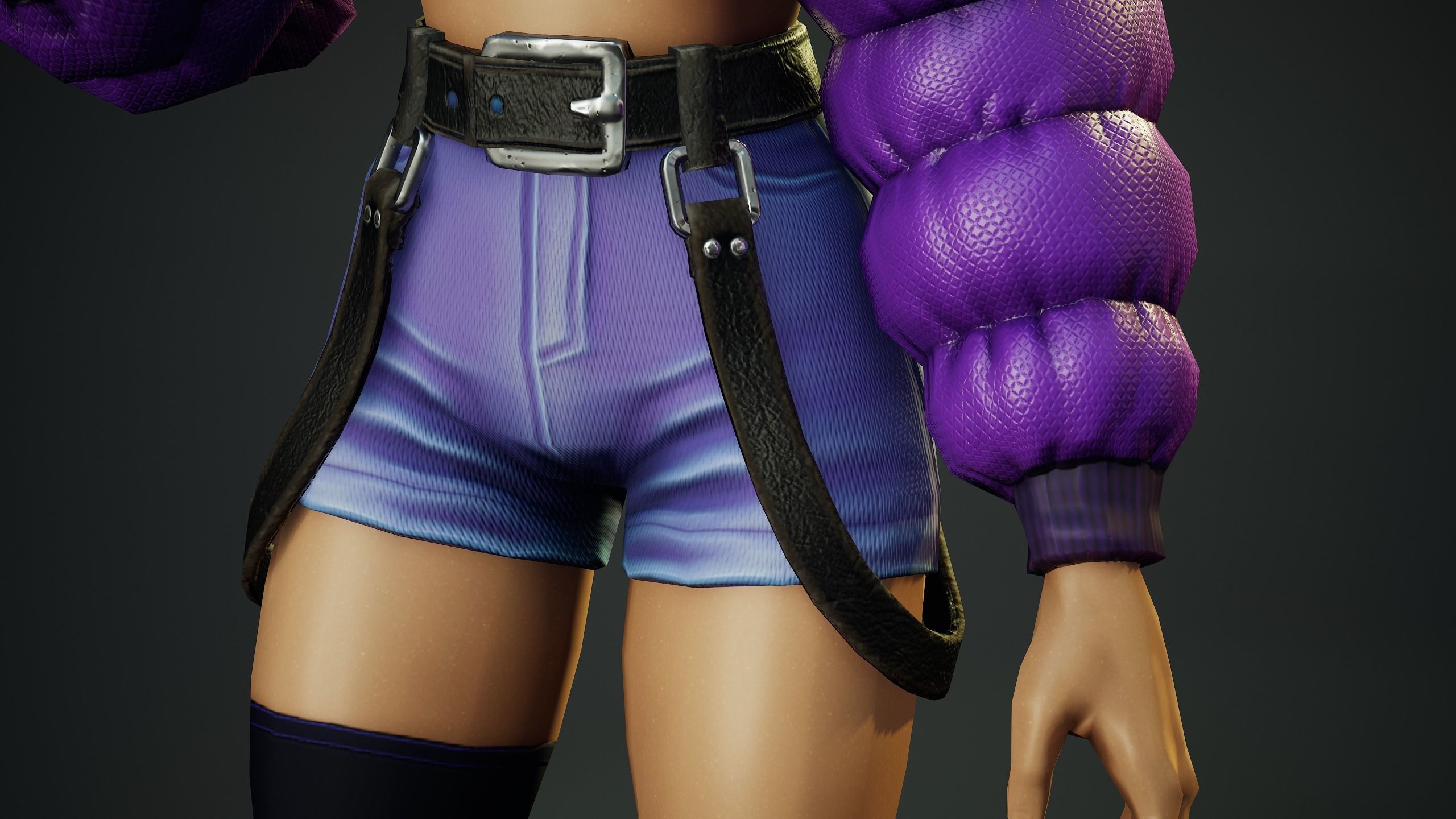 Jacket Girl - Game Ready Low-poly 3D model_5