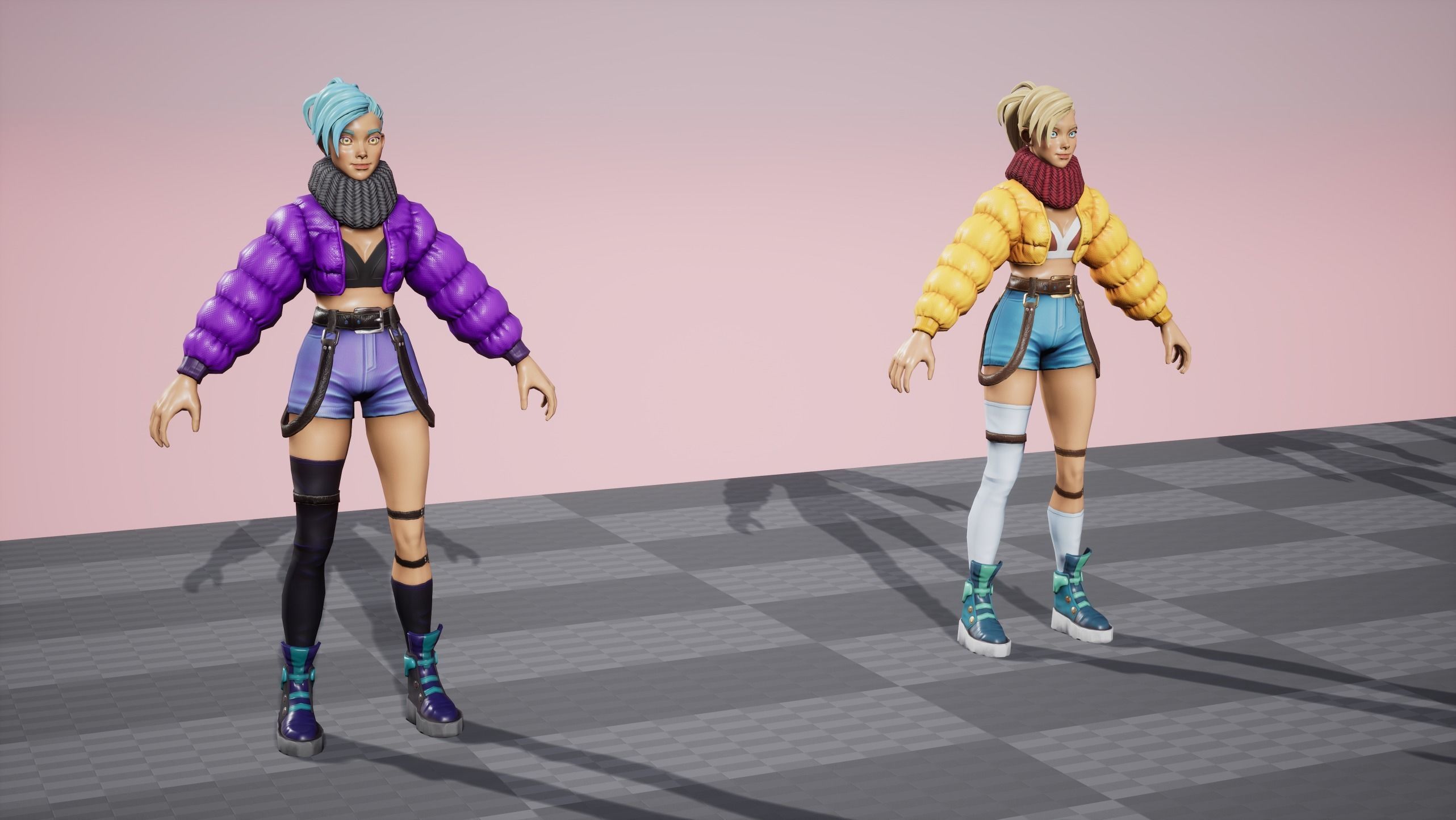 Jacket Girl - Game Ready Low-poly 3D model_8