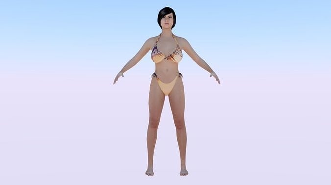 A Woman in a Bikini 03 Low-poly 3D model