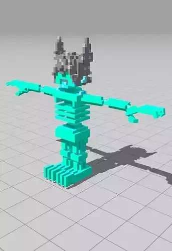 Voxel 3D rigged zombie for game development