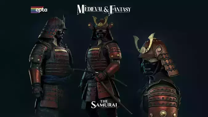 The Samurai in armor Low-poly 3D model