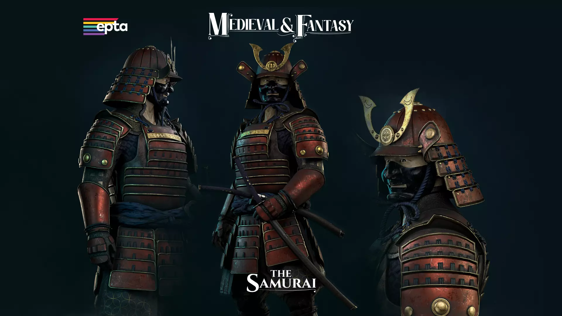 The Samurai in armor Low-poly 3D model_0