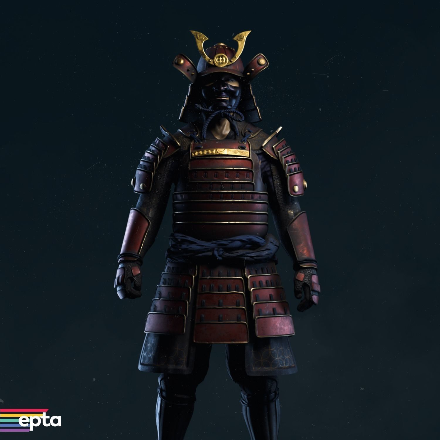 The Samurai in armor Low-poly 3D model_2