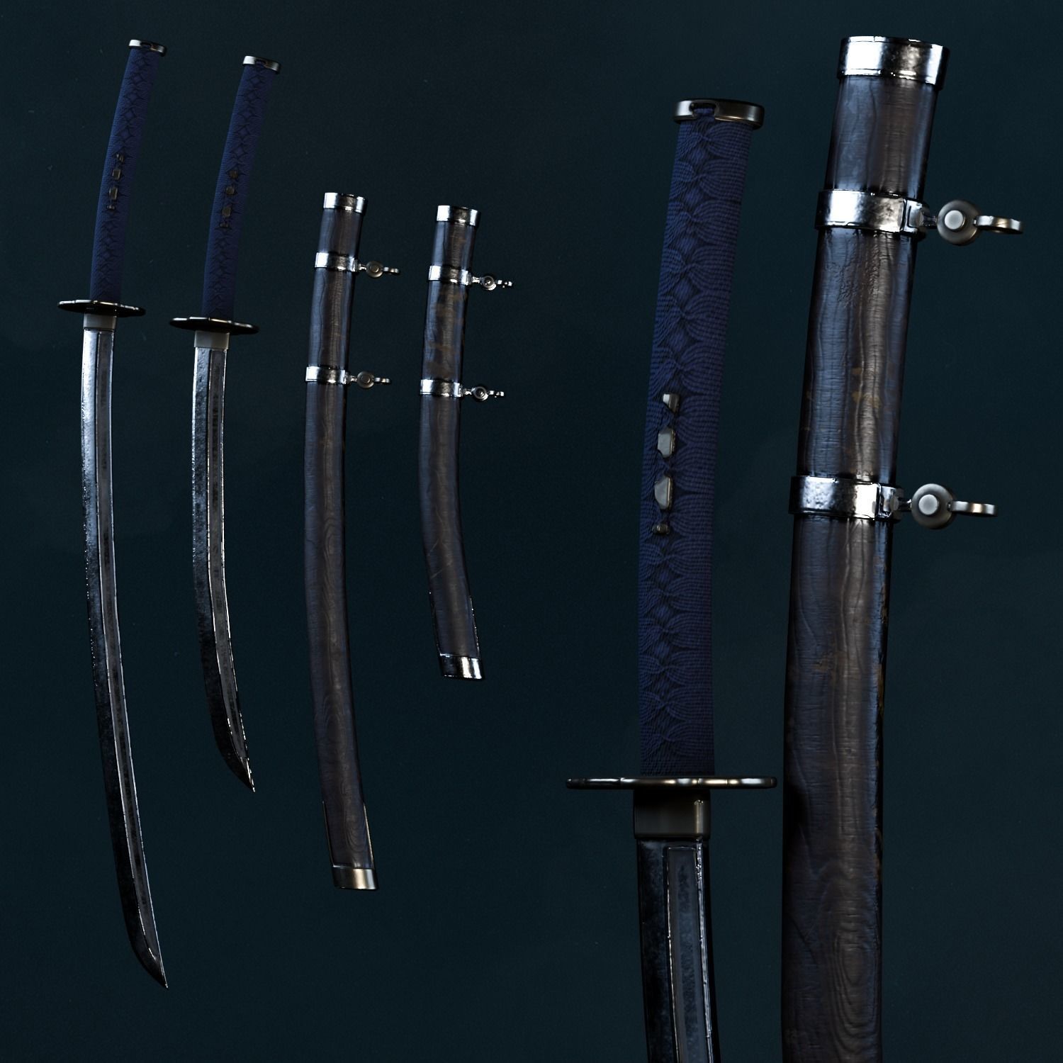The Samurai in armor Low-poly 3D model_9