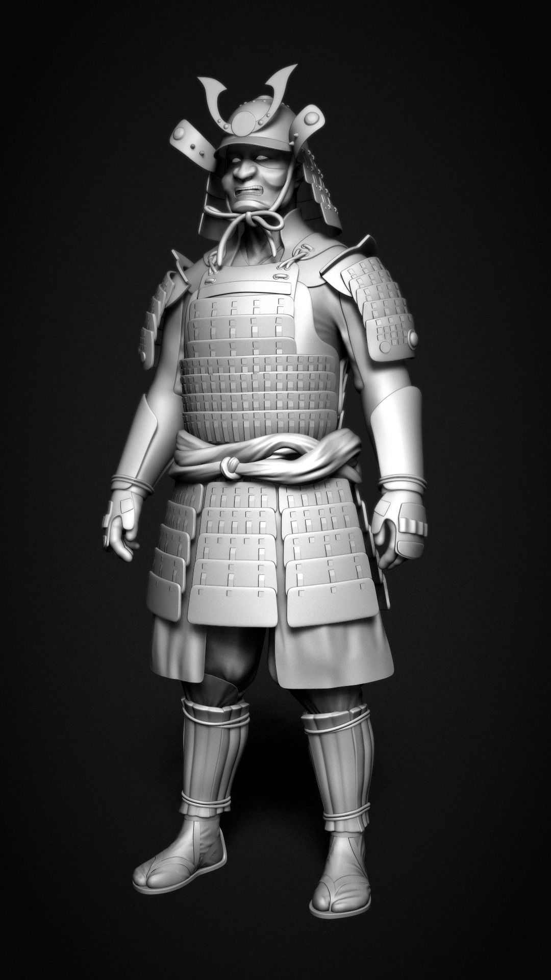 The Samurai in armor Low-poly 3D model_7
