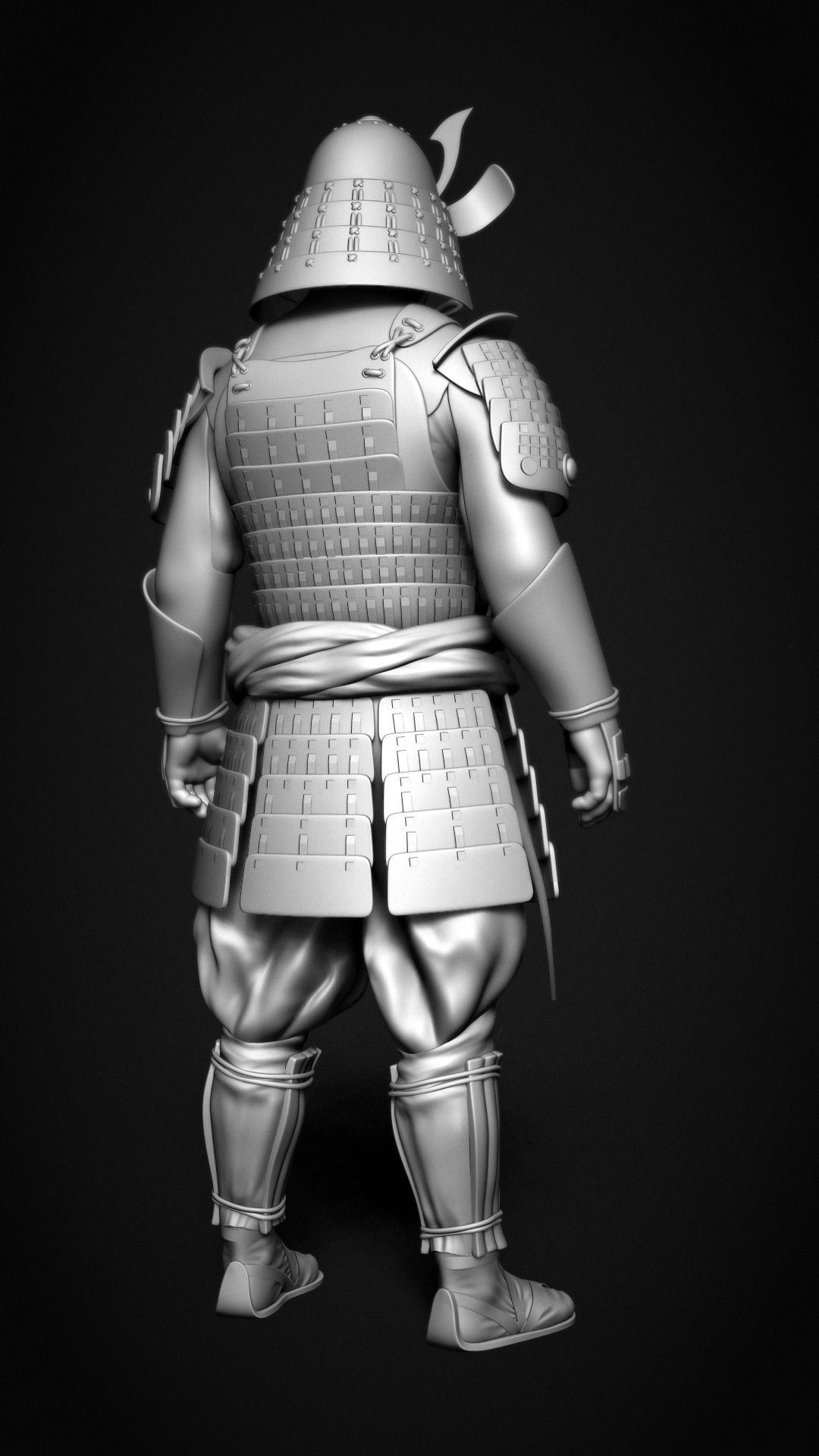 The Samurai in armor Low-poly 3D model_8