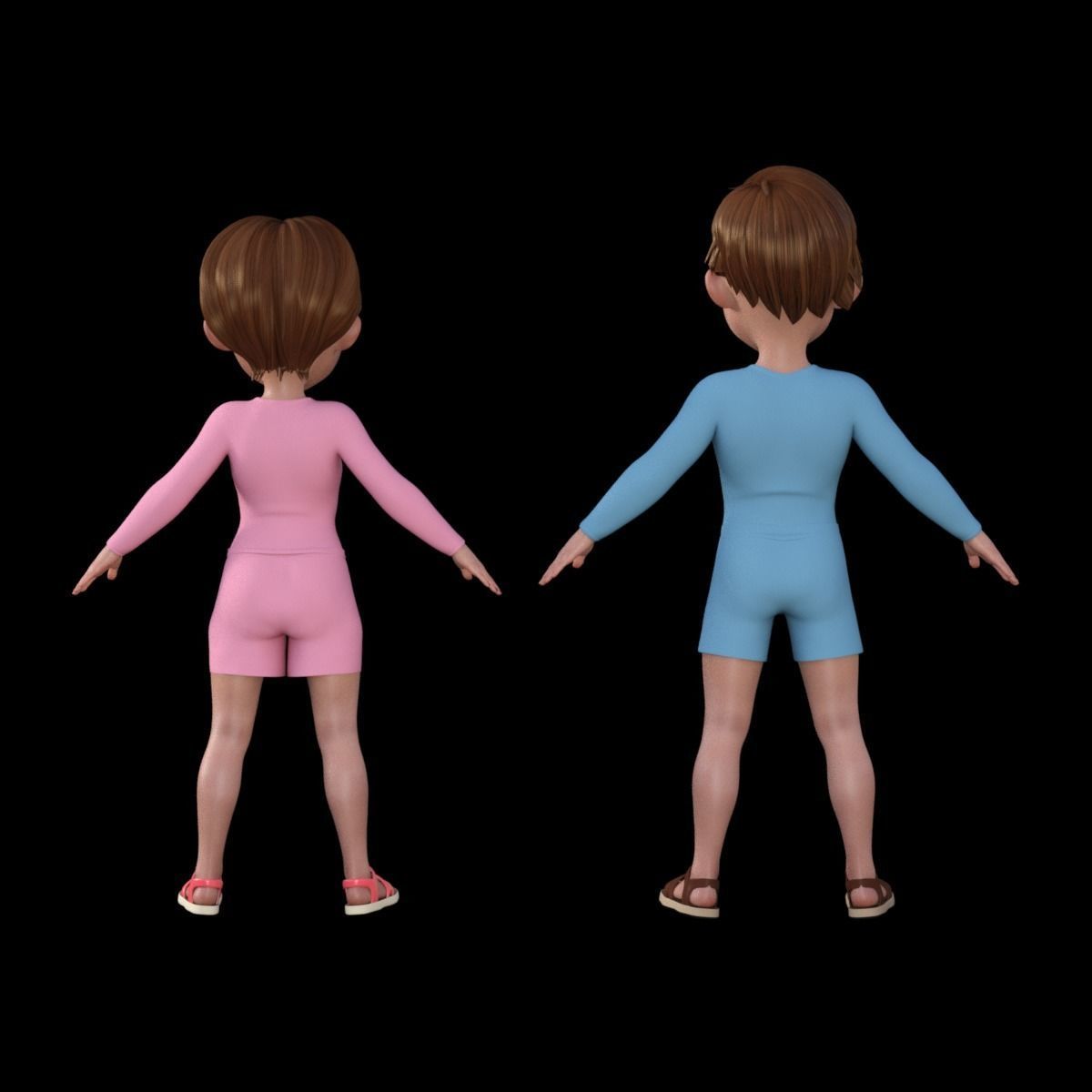 3D Cartoon Man and Woman 3D model_14