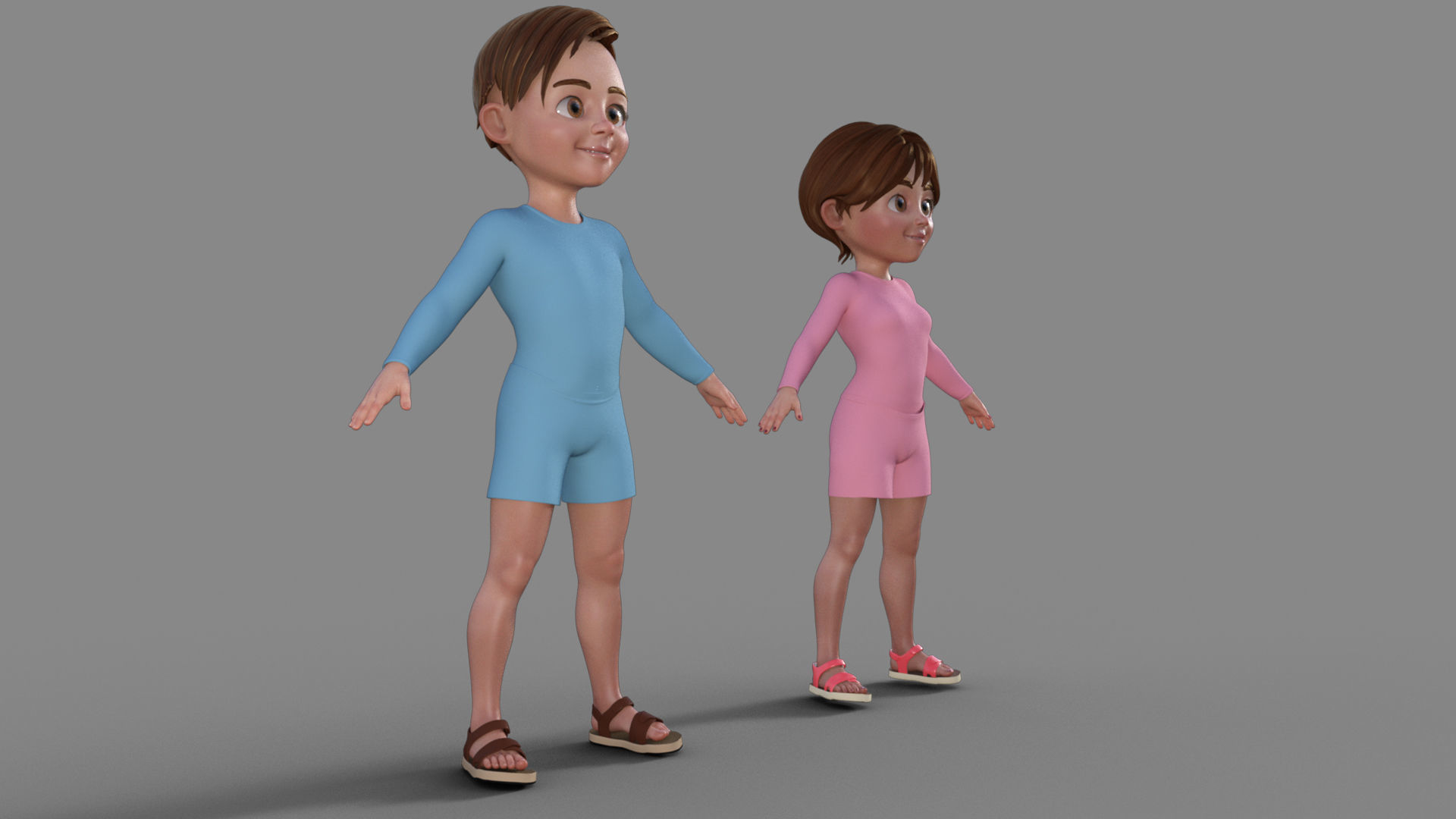 3D Cartoon Man and Woman 3D model_7