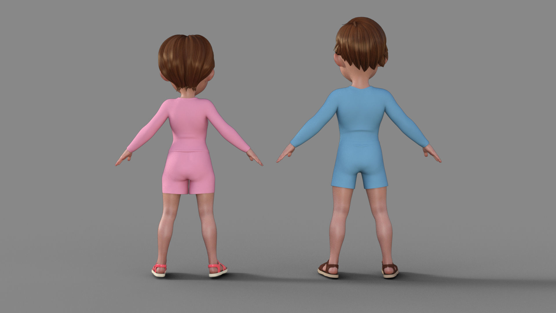 3D Cartoon Man and Woman 3D model_4