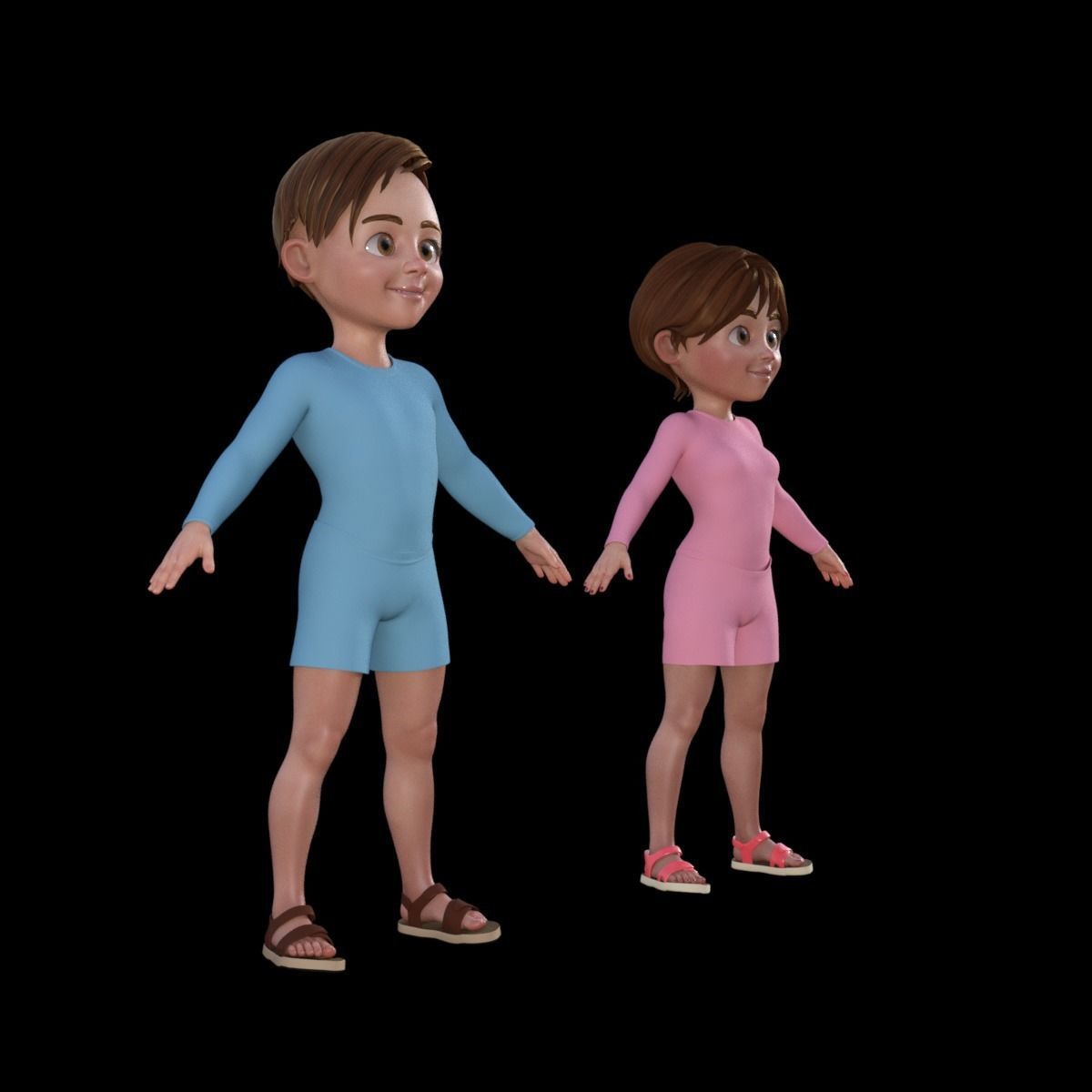 3D Cartoon Man and Woman 3D model_16