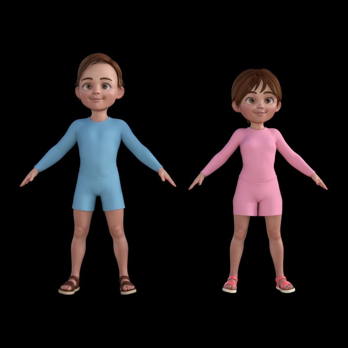 3D Cartoon Man and Woman 3D model_17