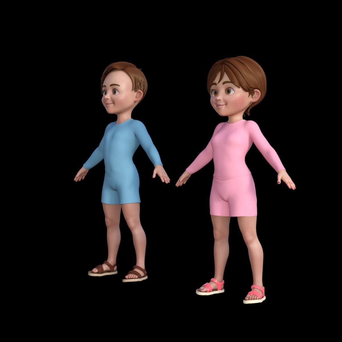 3D Cartoon Man and Woman 3D model_13