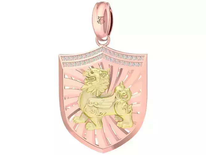 fengshui lucky chinese unicorn men pendant 3473