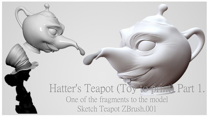 Hatters Teapot - Toy model to print Part 01 Free 3D print model Free 3D print model