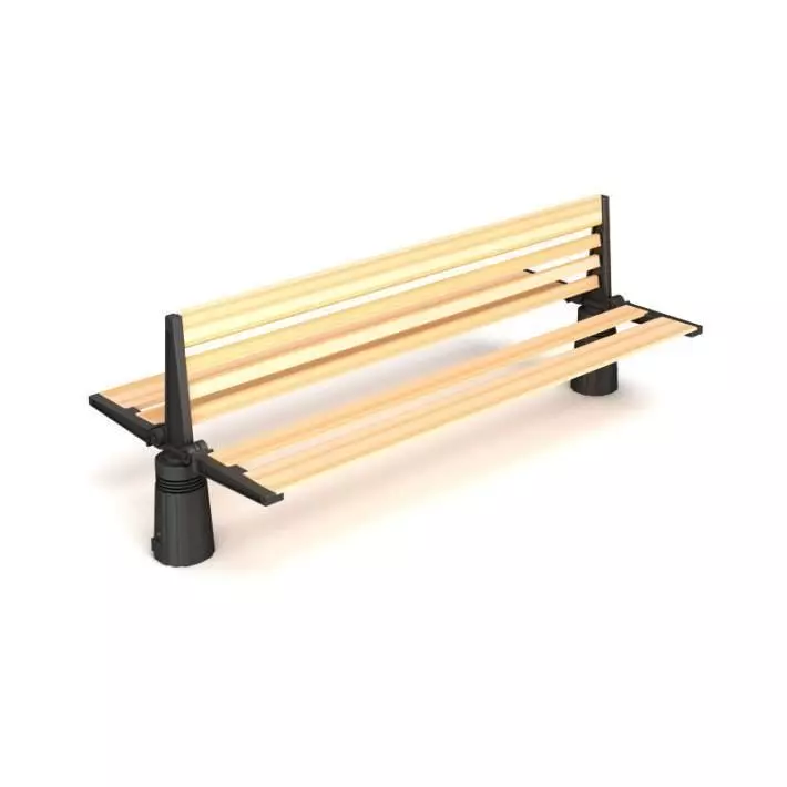 Metal And Wood Park Bench 3D model_0