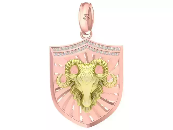 fengshui lucky diamond goat pendant for men 3474