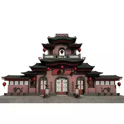 Chinese temple Low-poly 3D model