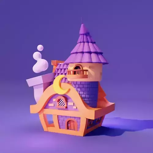 Cartoon Cute Witch or Wizard House Tower 3D model