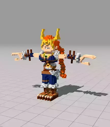 Zombie girl for 3d game voxel model