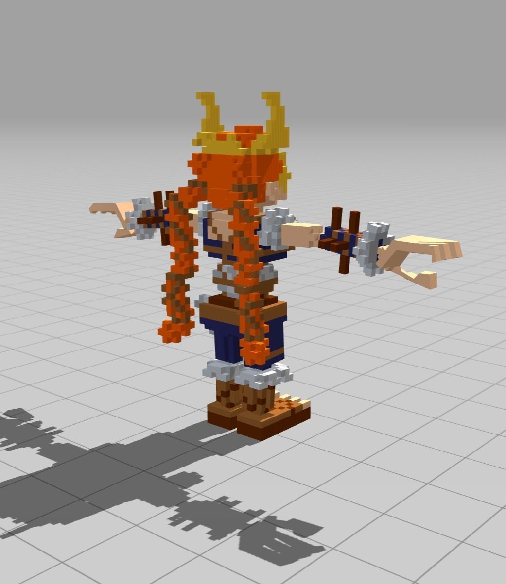 Zombie girl for 3d game voxel model 3D model_2