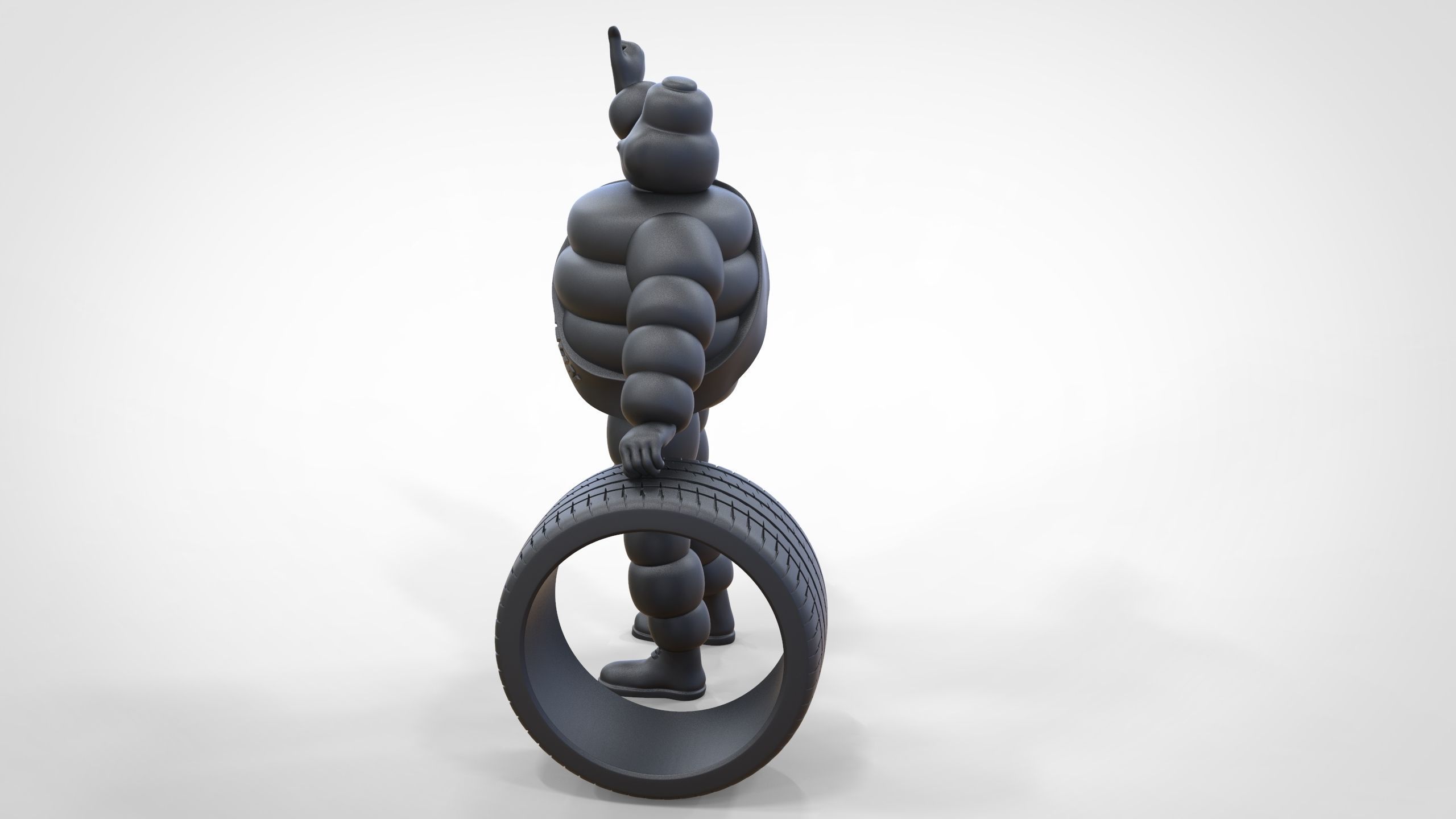 Michelin man with his tire 3D print model_31