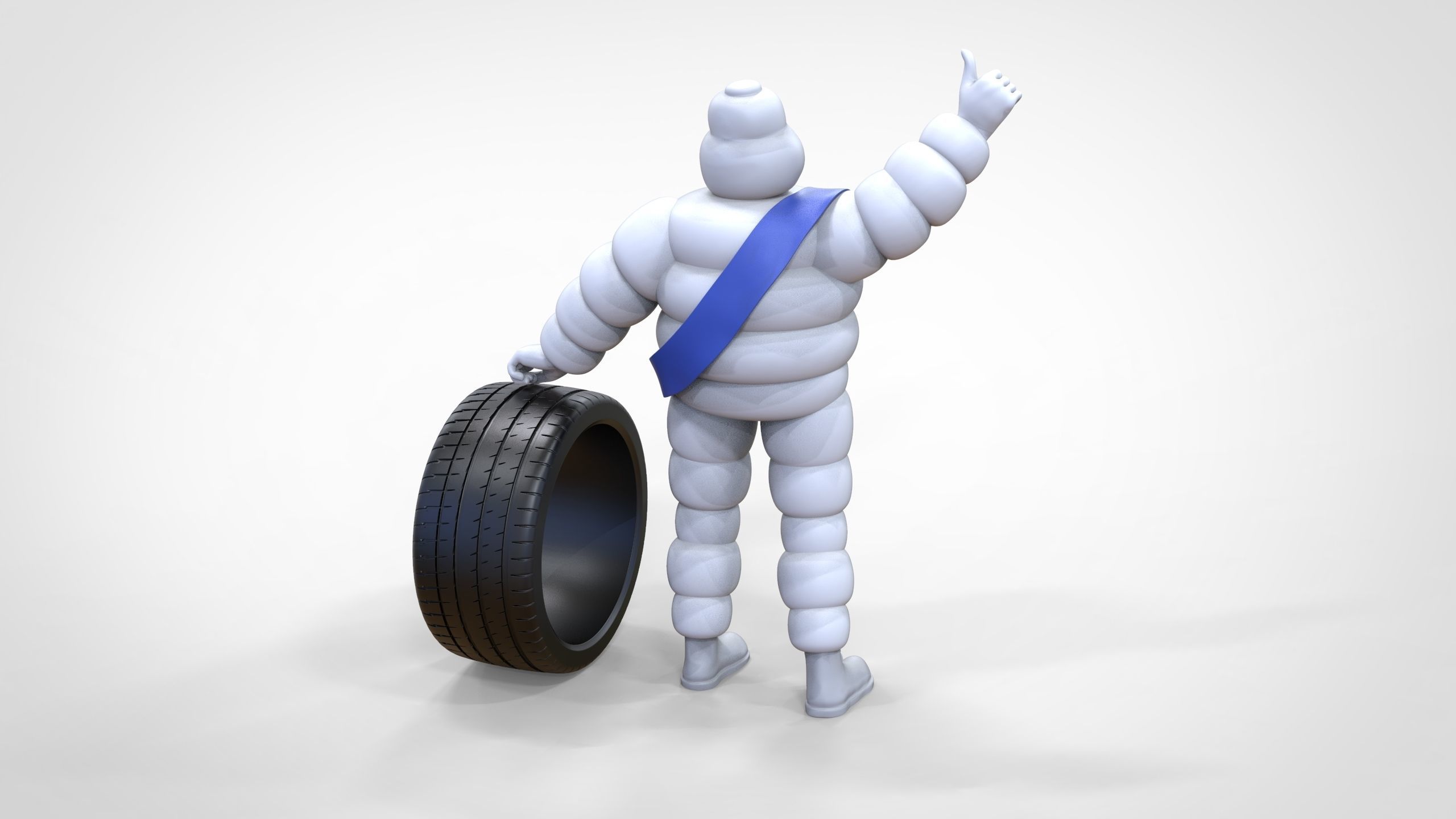 Michelin man with his tire 3D print model_17