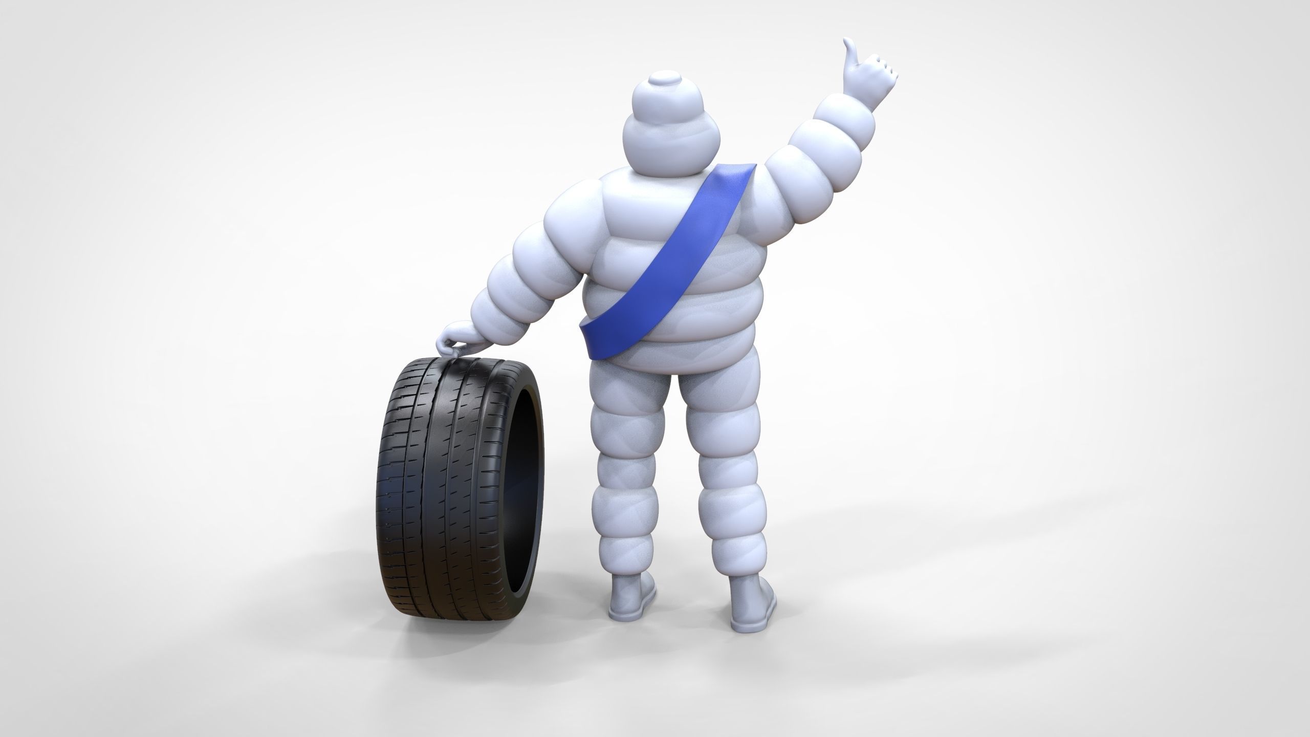 Michelin man with his tire 3D print model_16