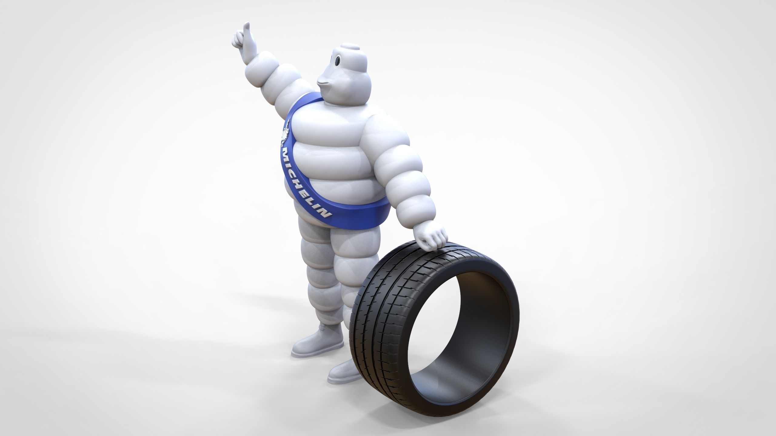Michelin man with his tire 3D print model_7