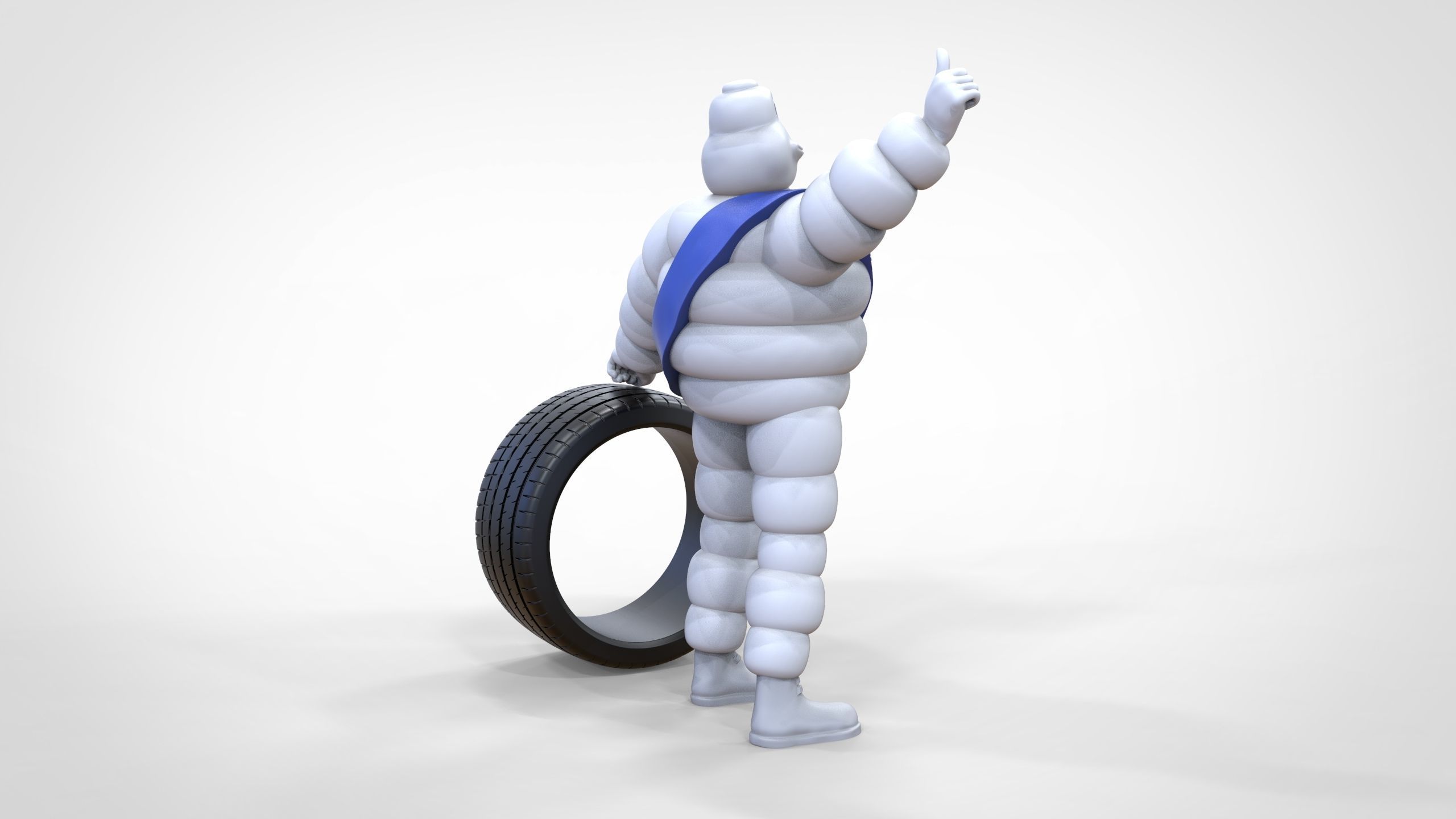Michelin man with his tire 3D print model_1