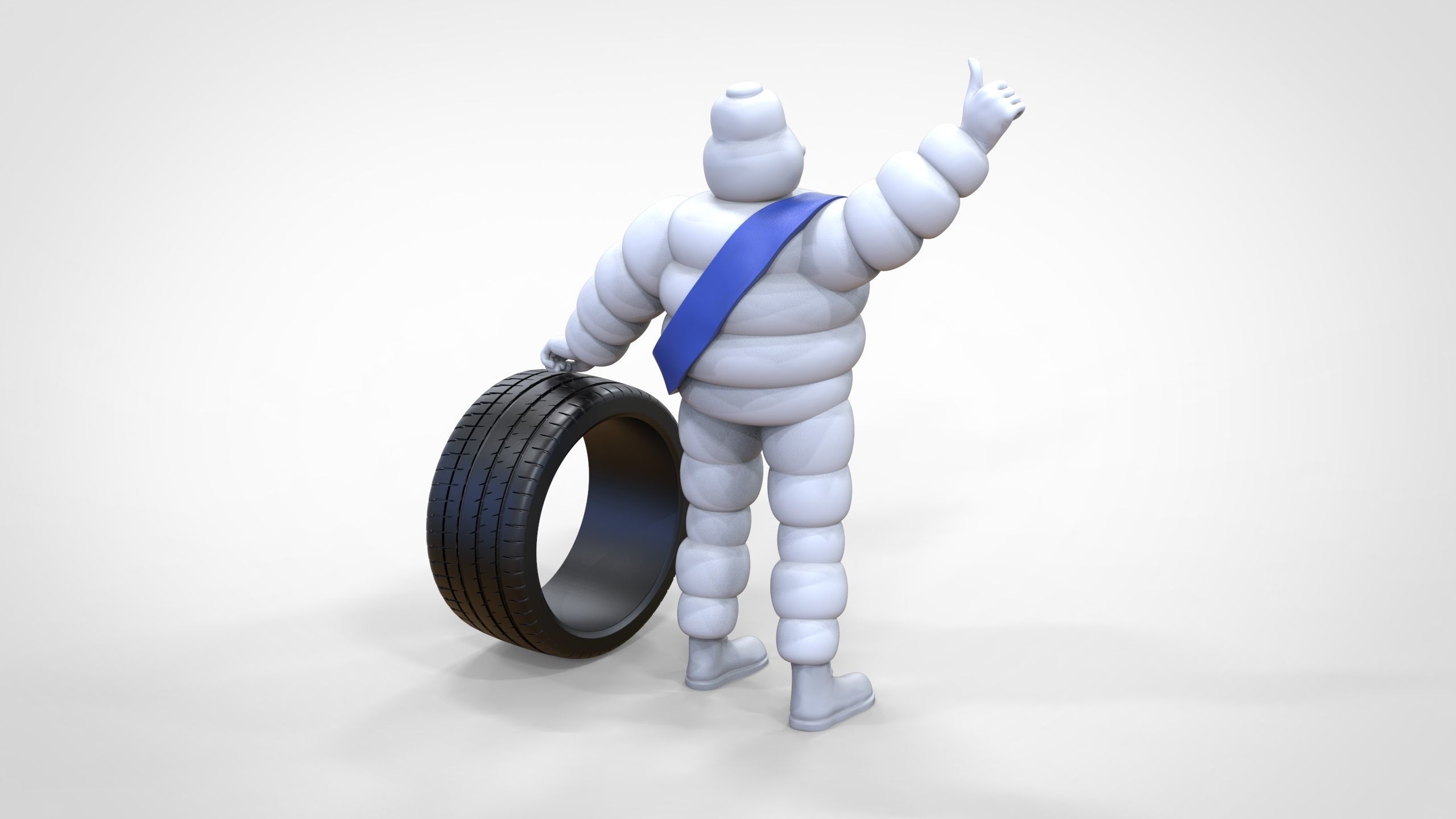 Michelin man with his tire 3D print model_18