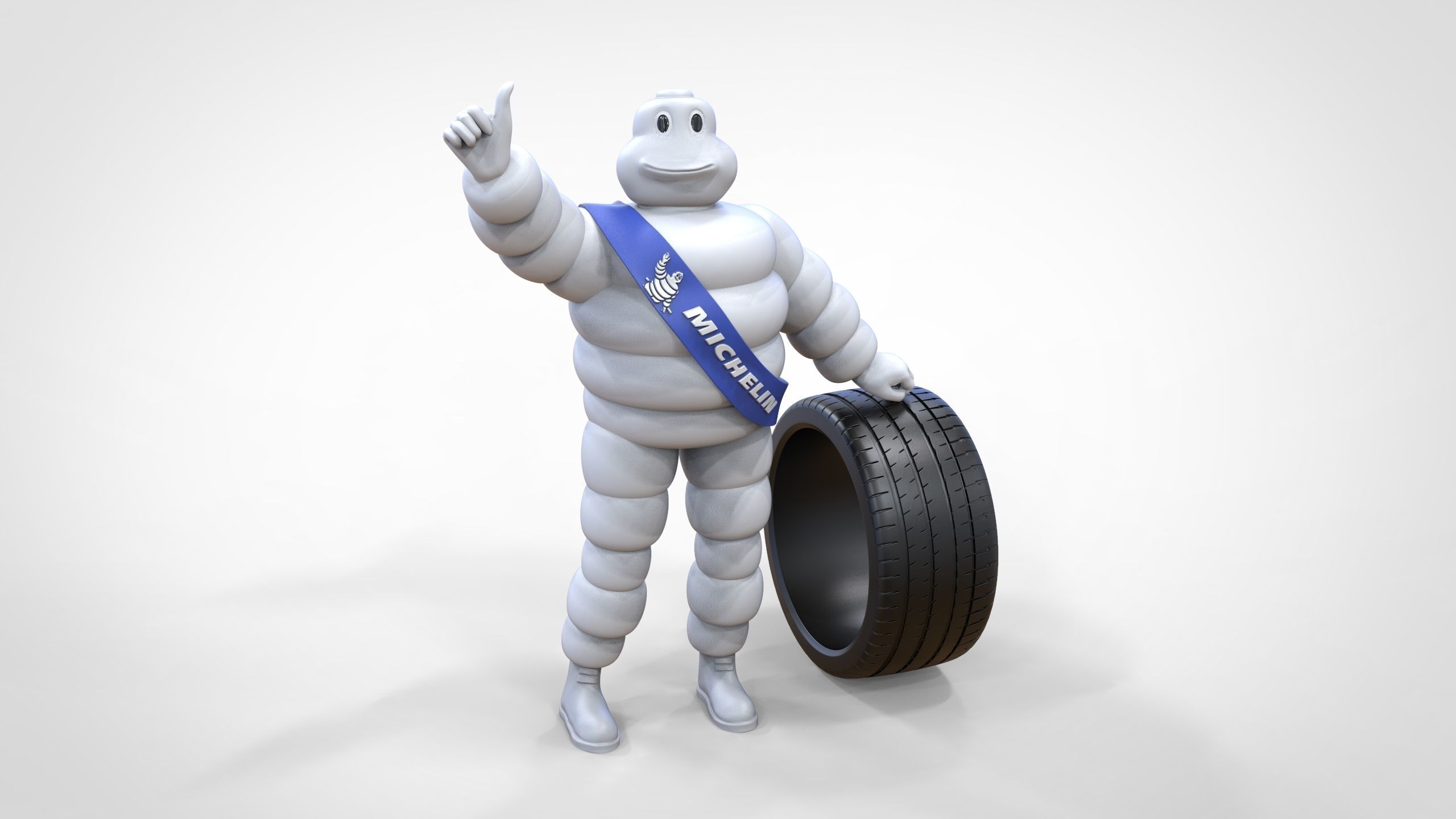 Michelin man with his tire 3D print model_2