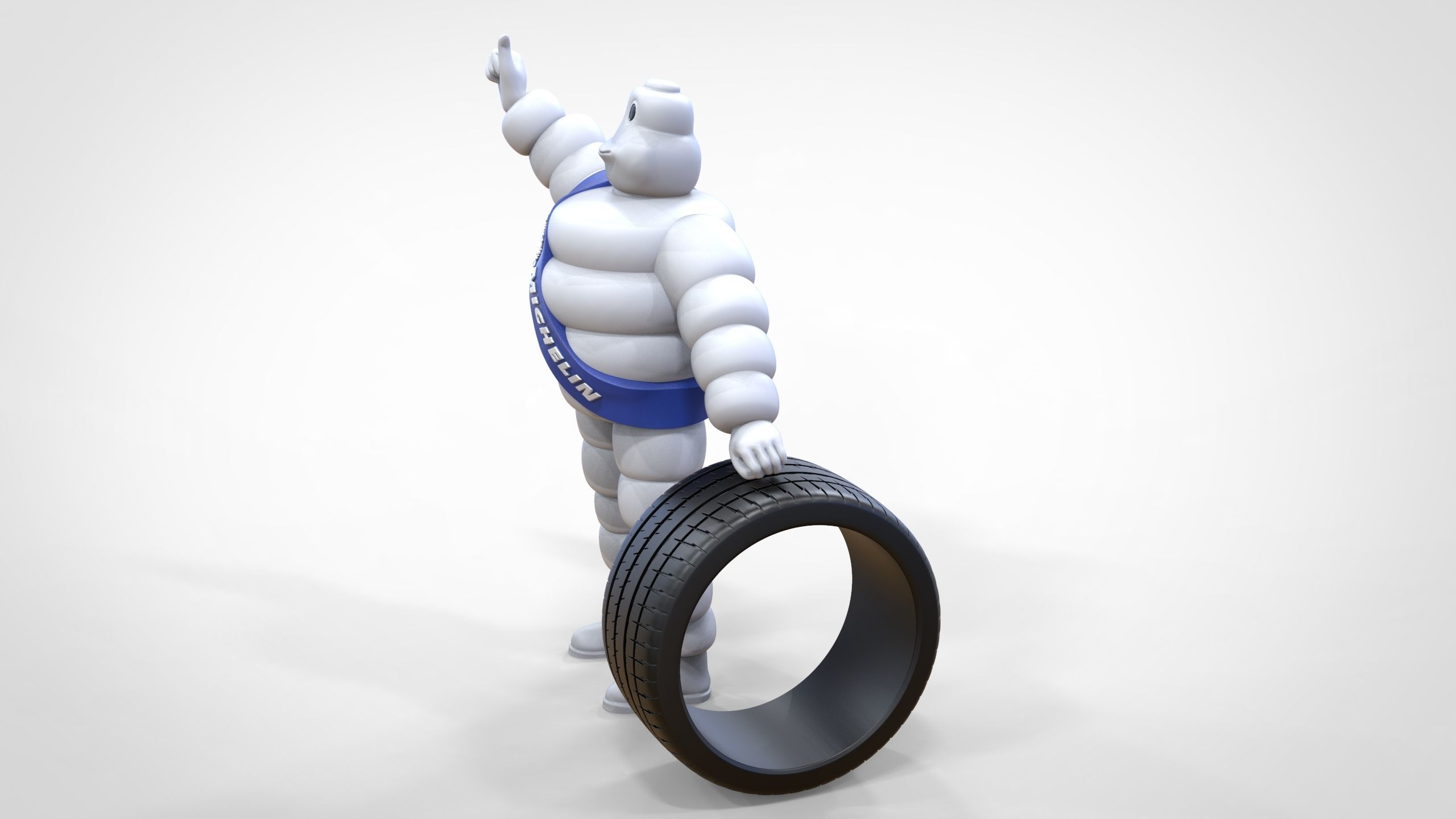 Michelin man with his tire 3D print model_8