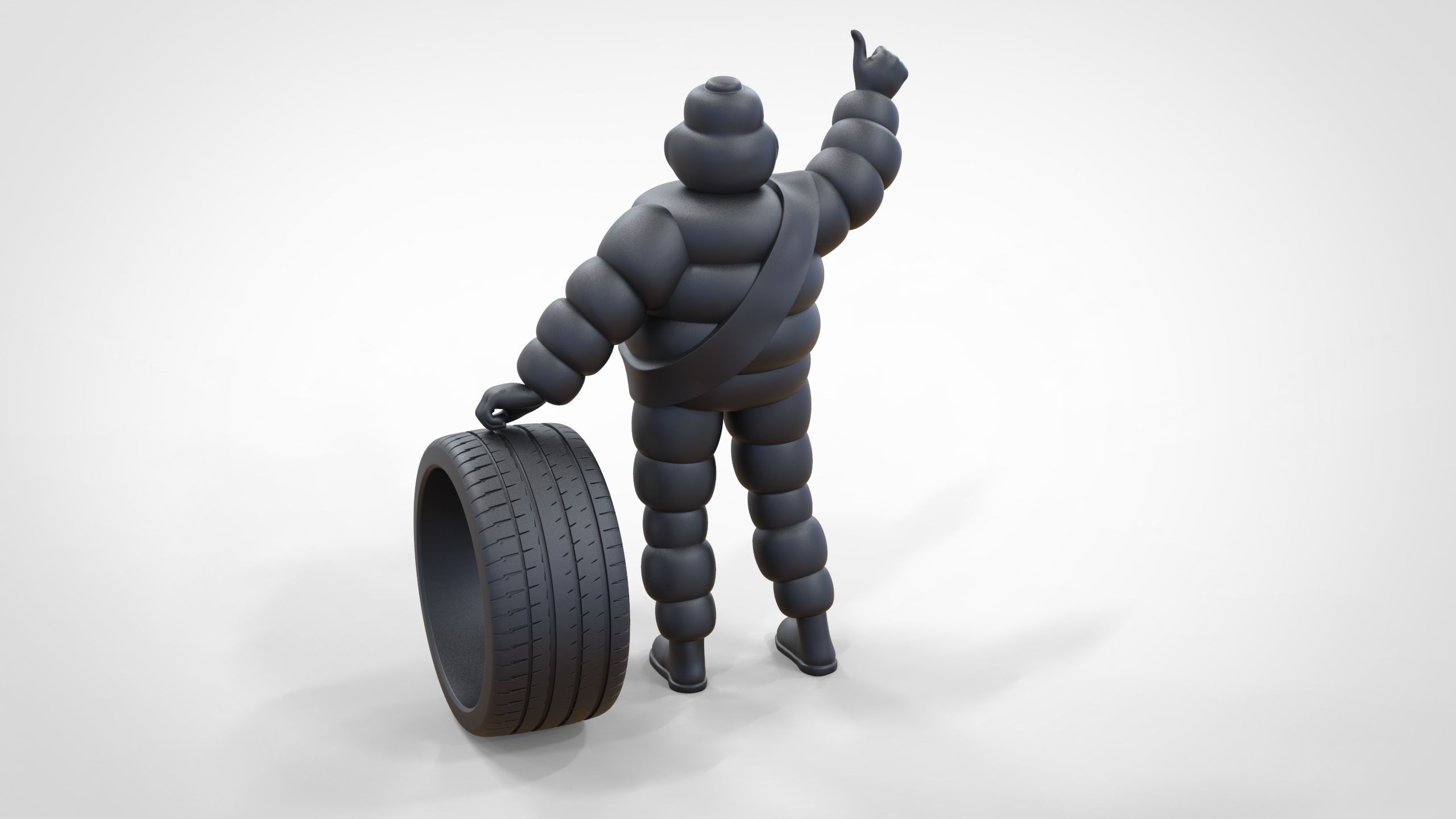 Michelin man with his tire 3D print model_33