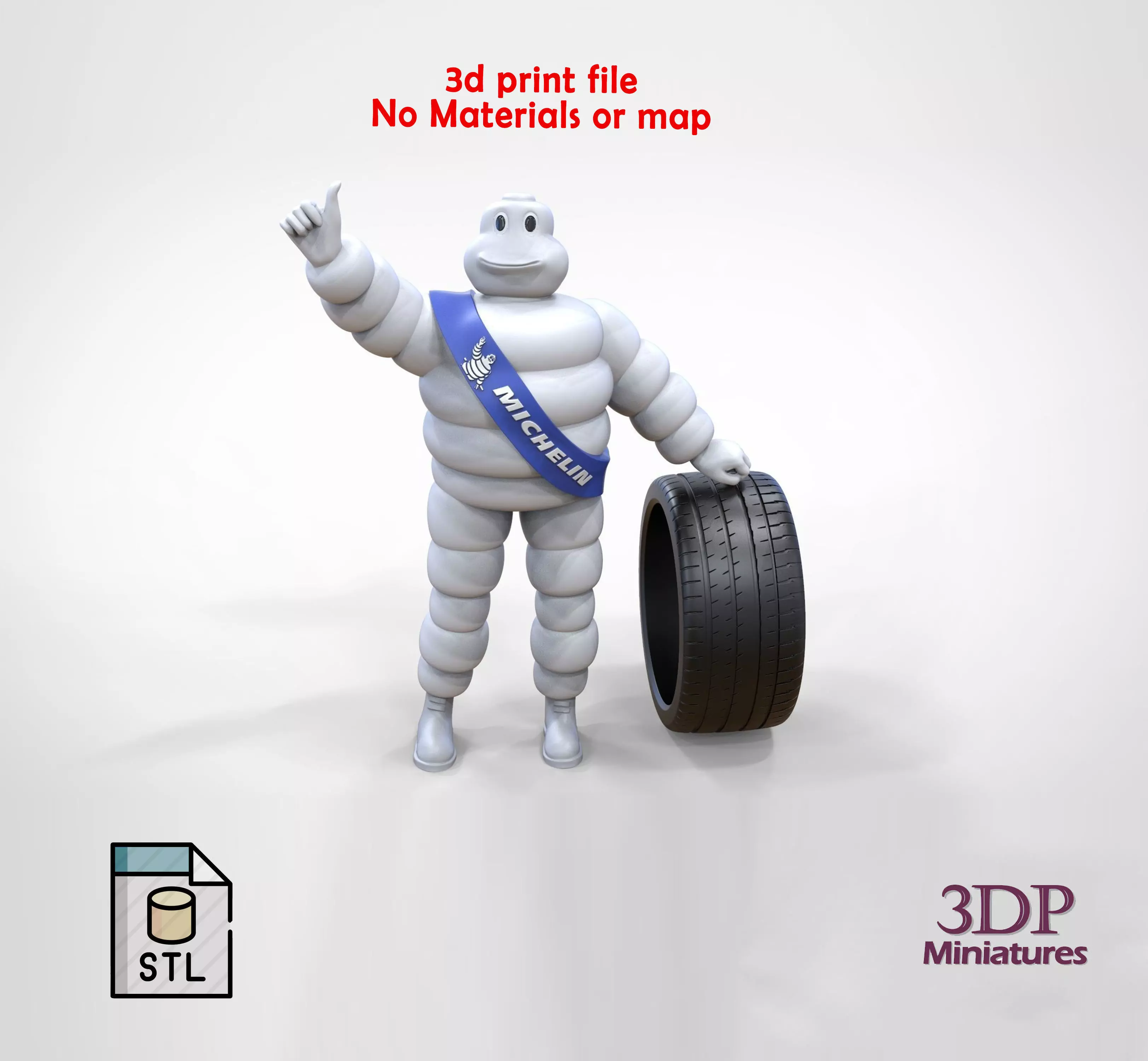 Michelin man with his tire 3D print model_0