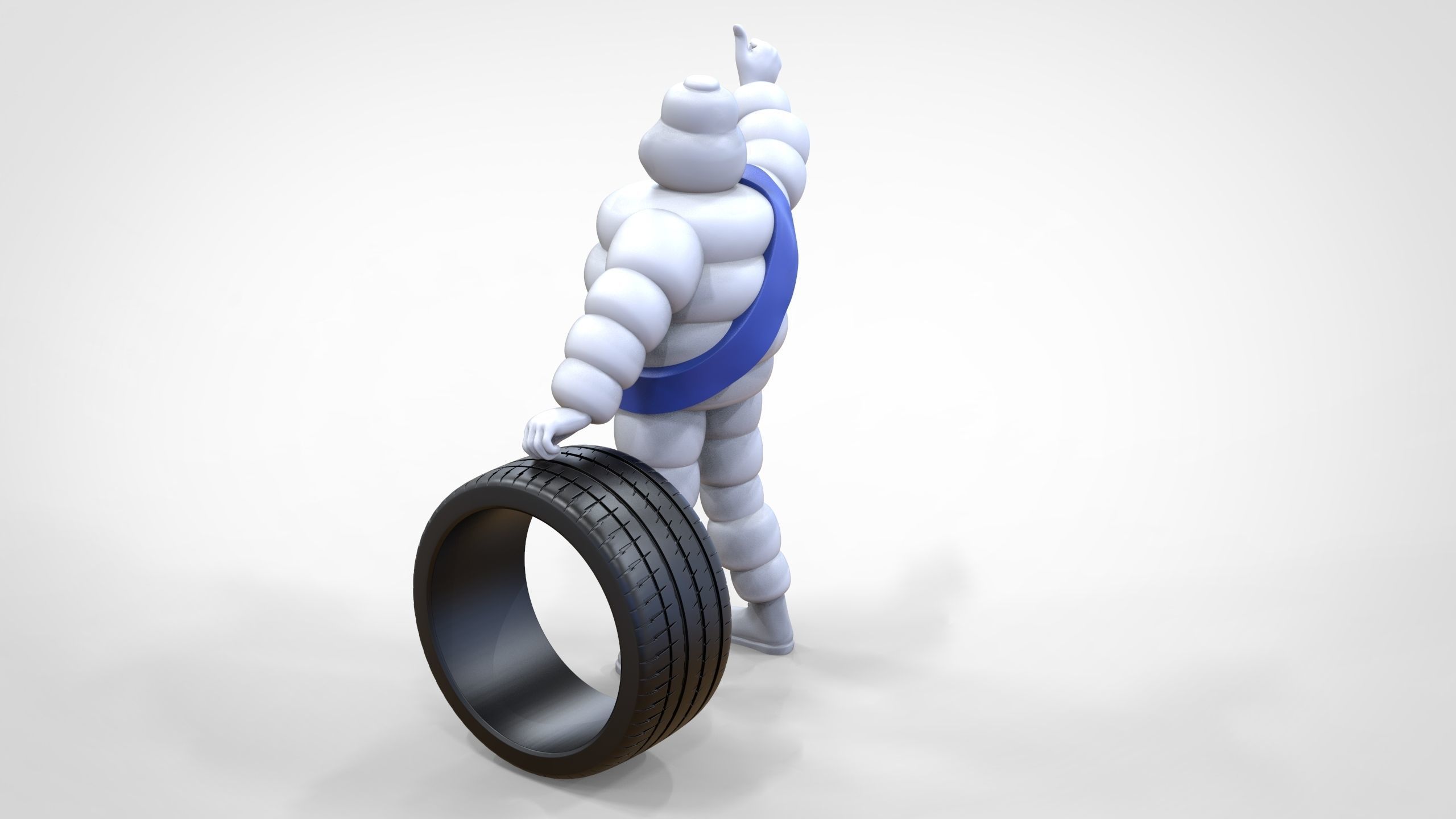 Michelin man with his tire 3D print model_12