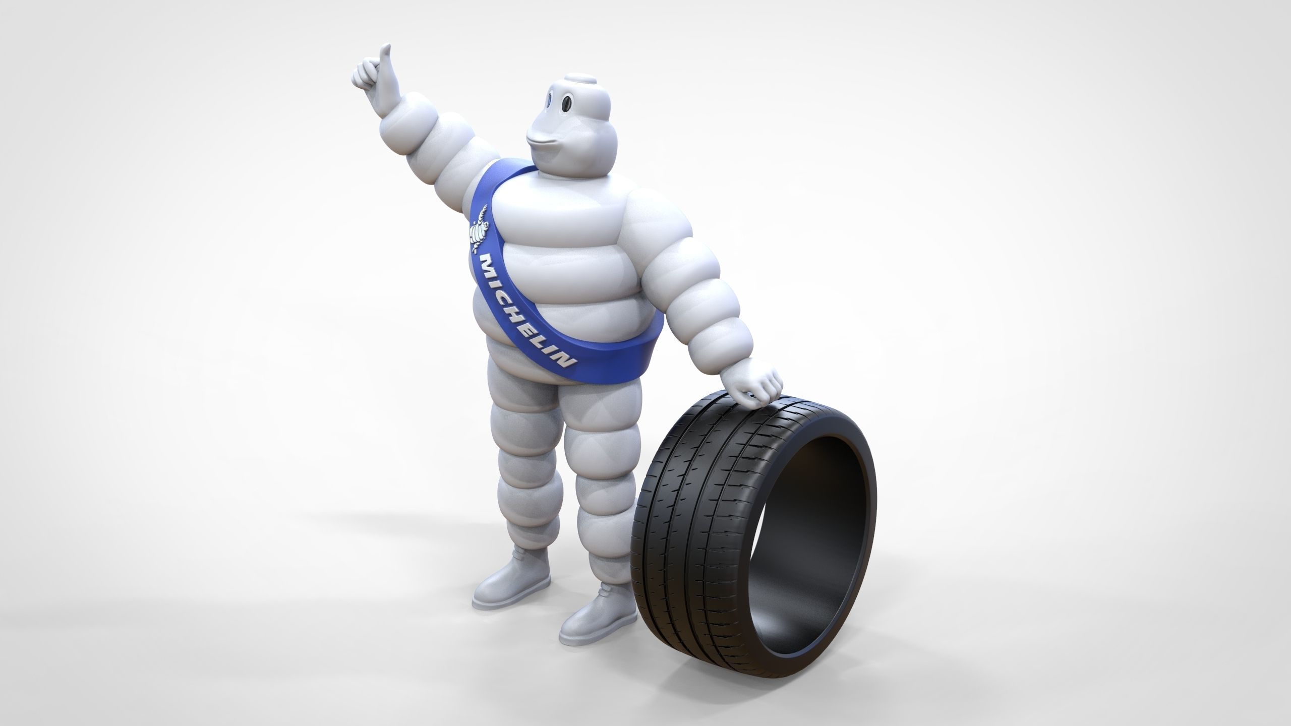 Michelin man with his tire 3D print model_6