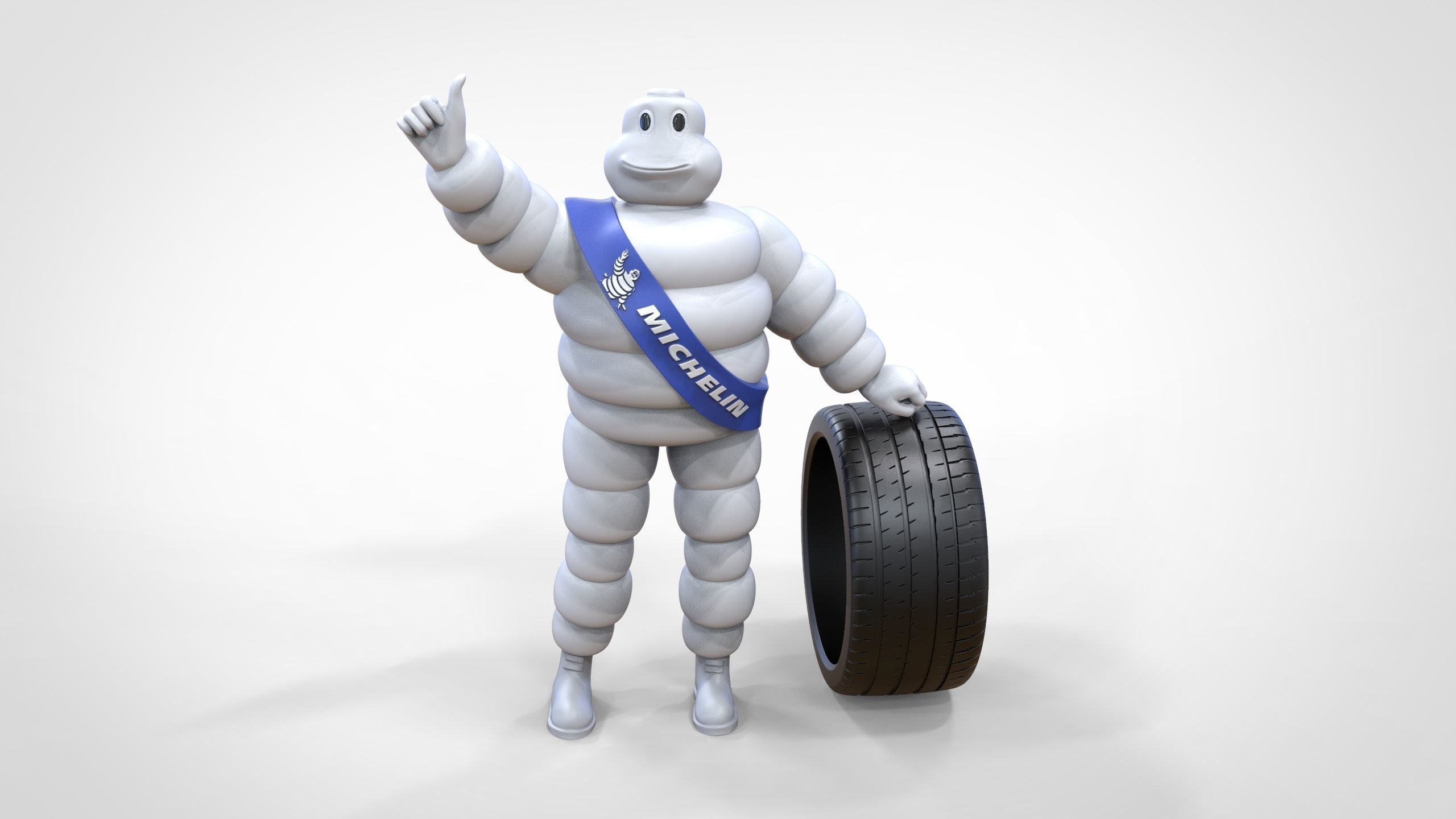 Michelin man with his tire 3D print model_3