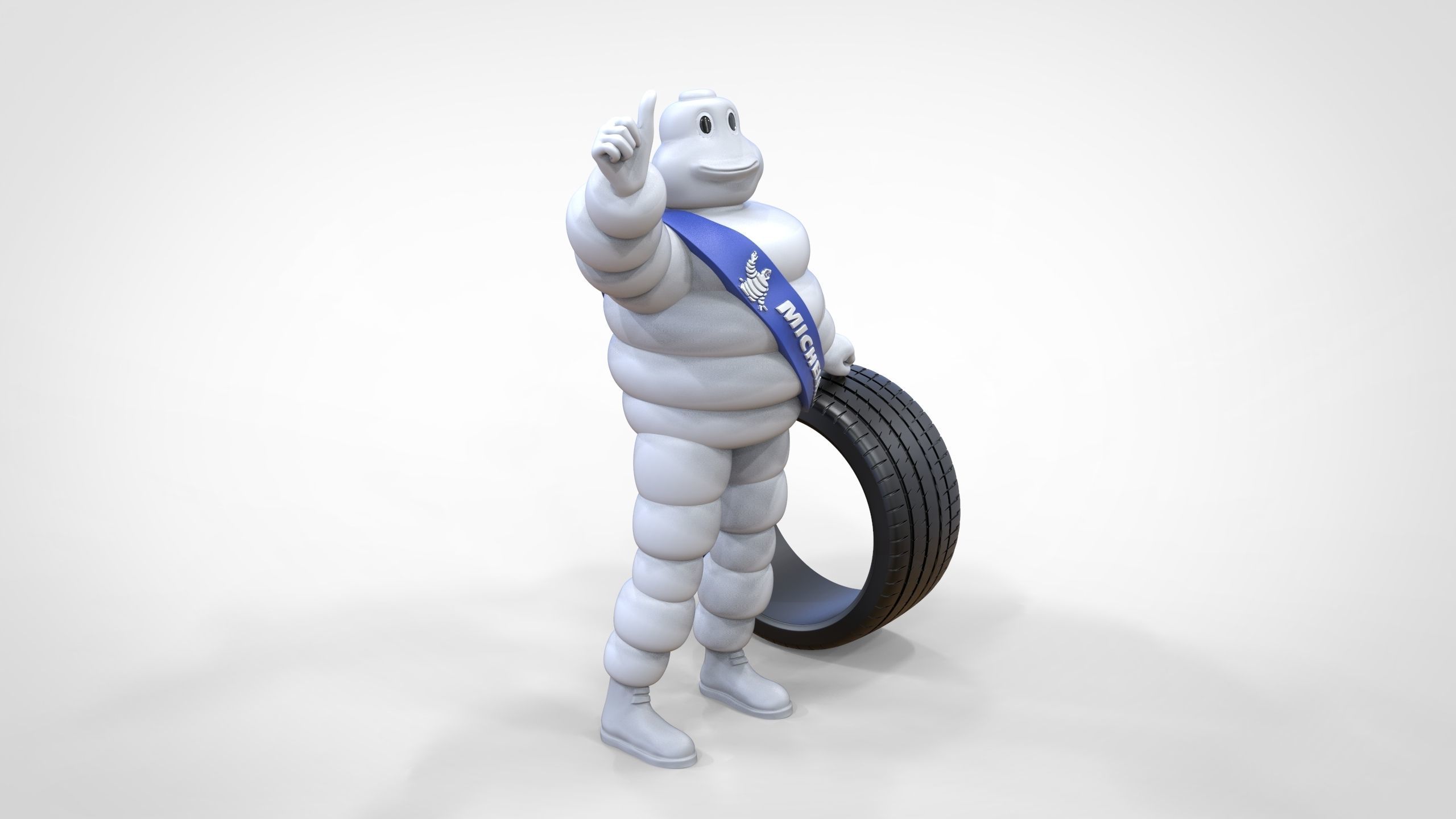 Michelin man with his tire 3D print model_24