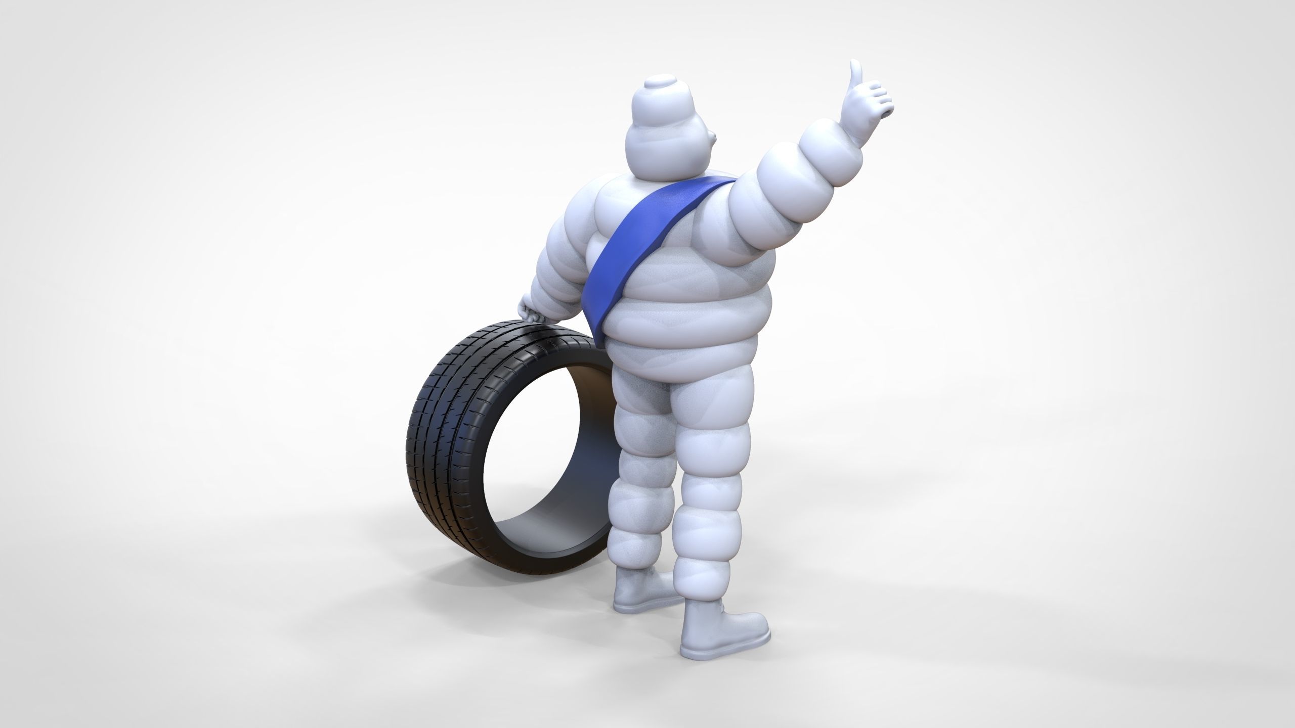Michelin man with his tire 3D print model_19