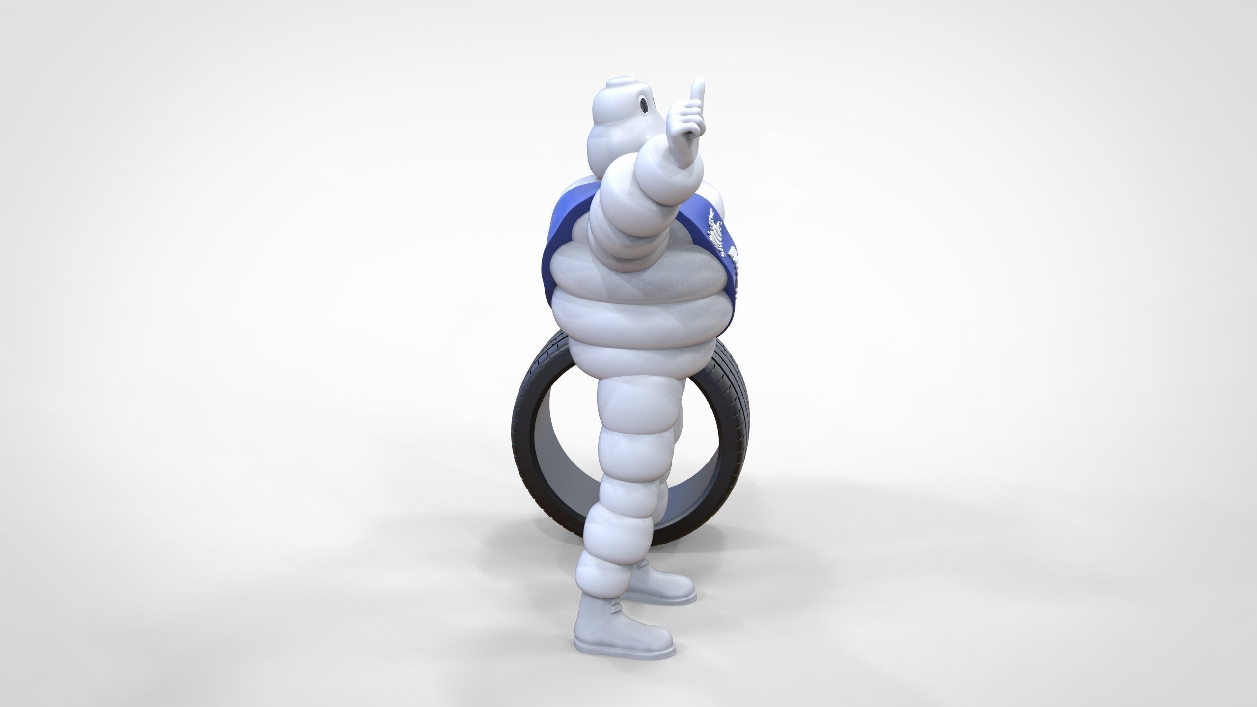 Michelin man with his tire 3D print model_22